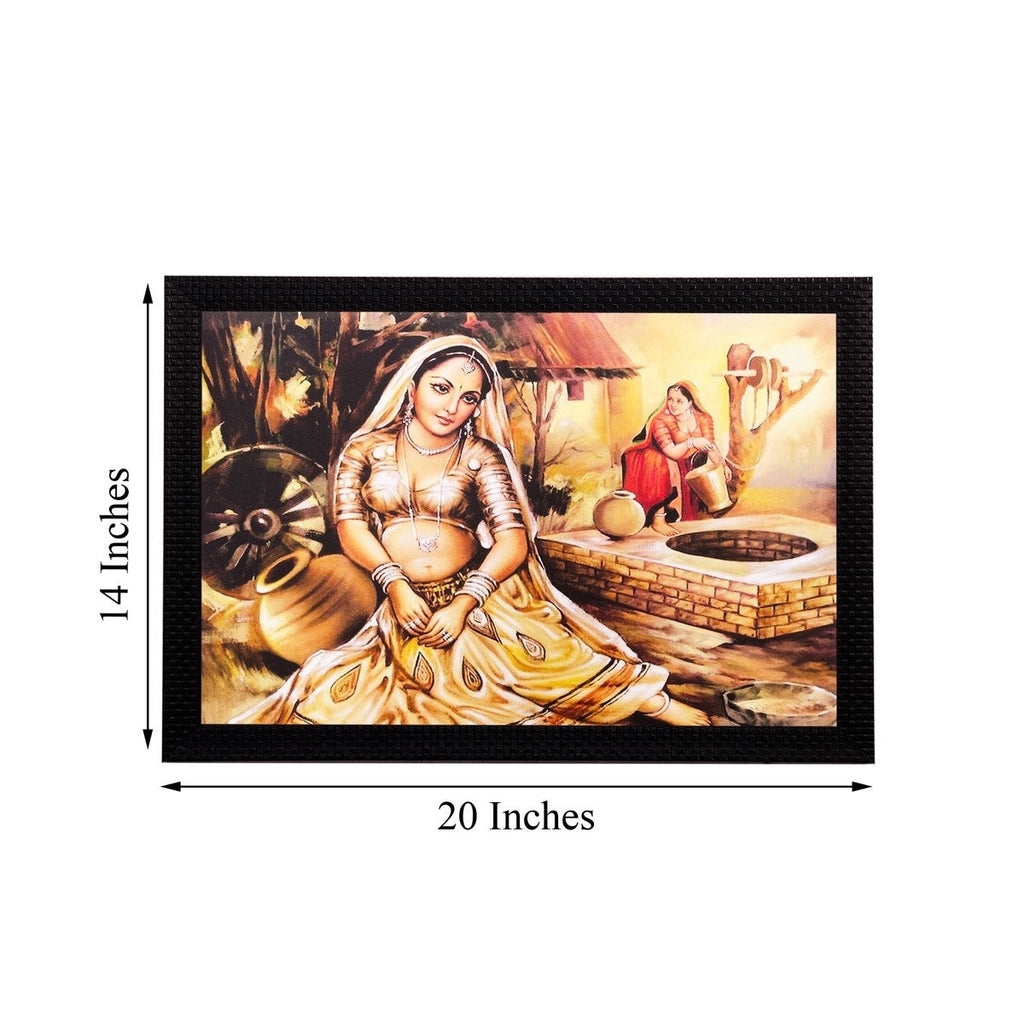 Village Women Near Well Matt Textured UV Art Painting Kafalo