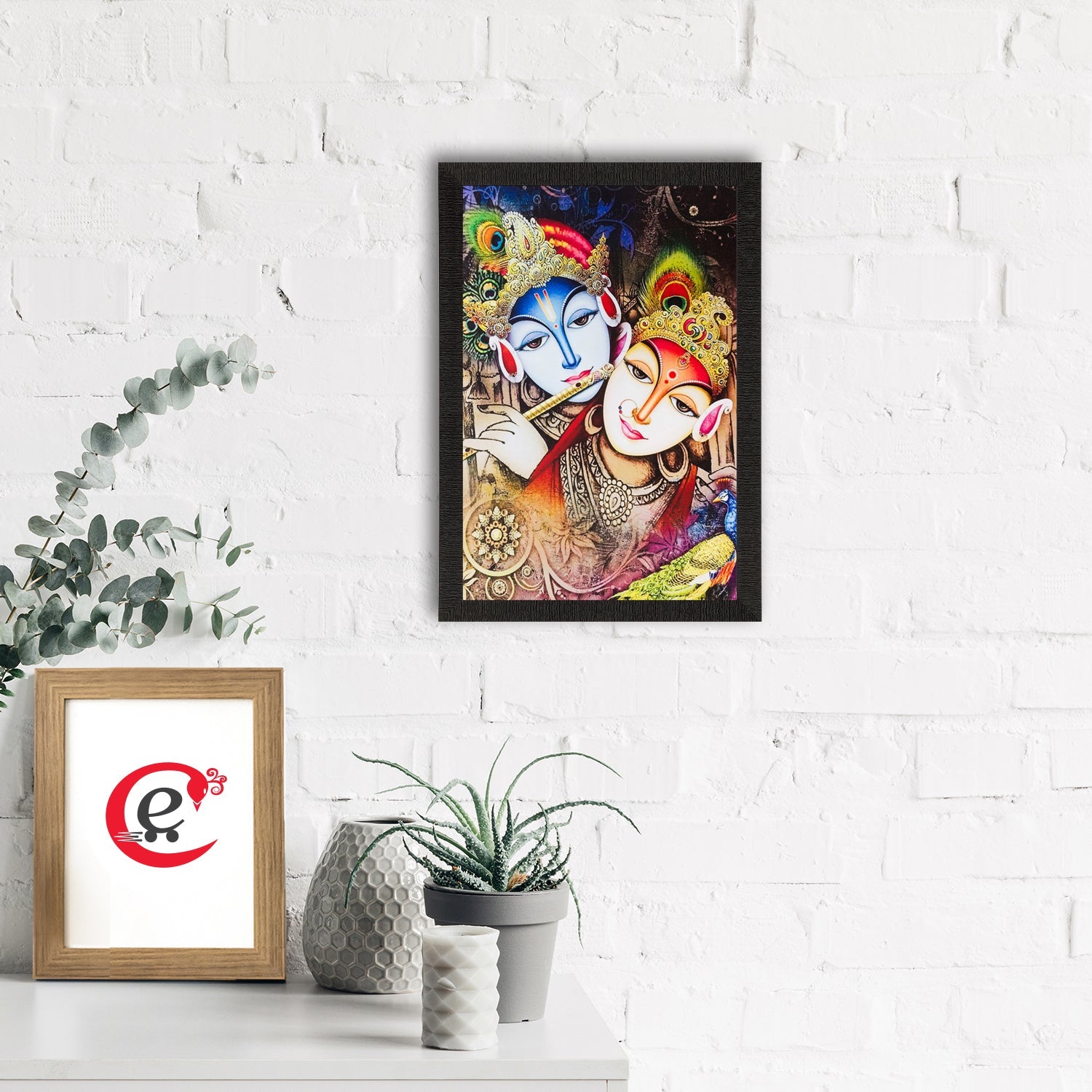 Radha Krishna Painting Digital Printed Religious Wall Art Kafalo