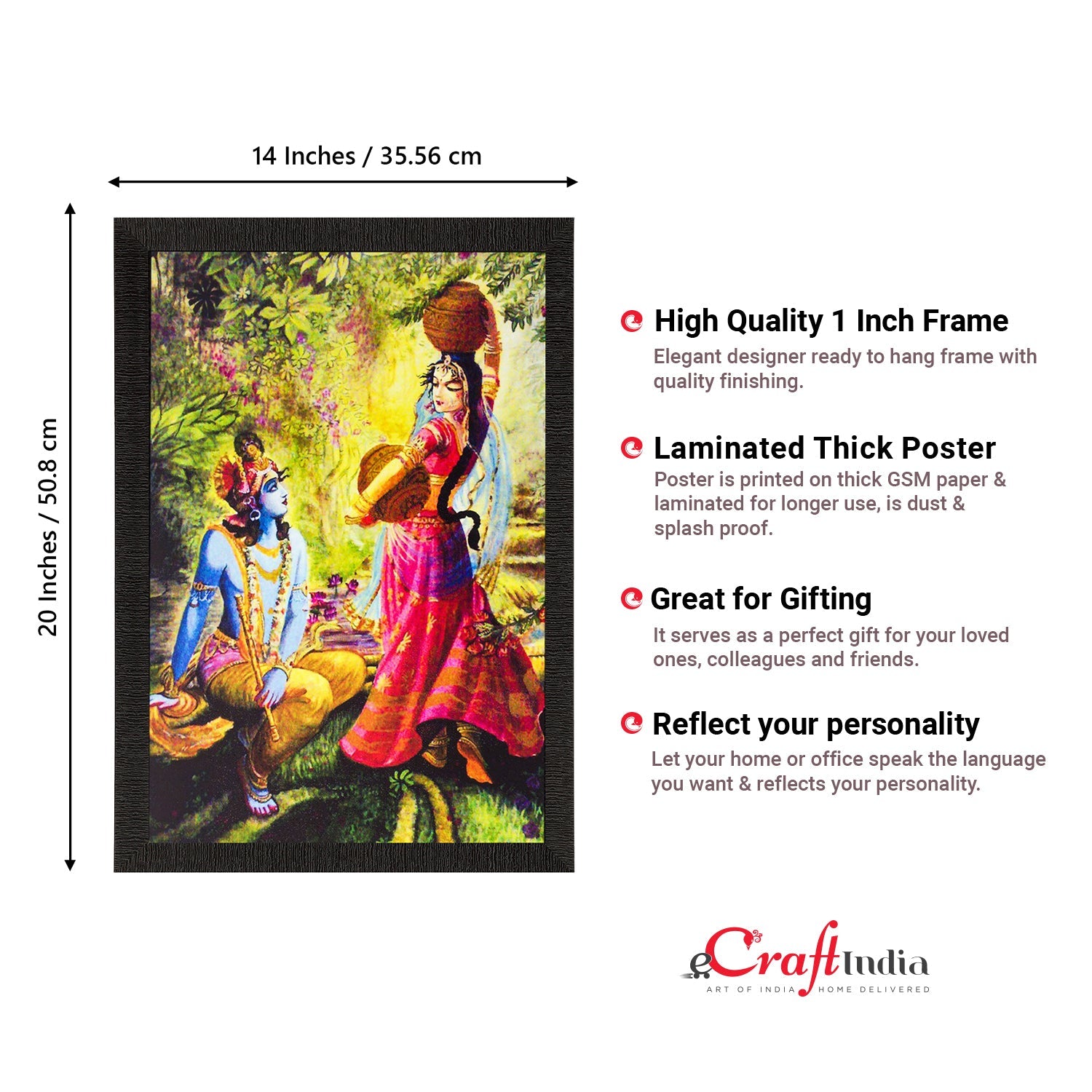 Lord Krishna Matt Textured UV Art Painting Kafalo