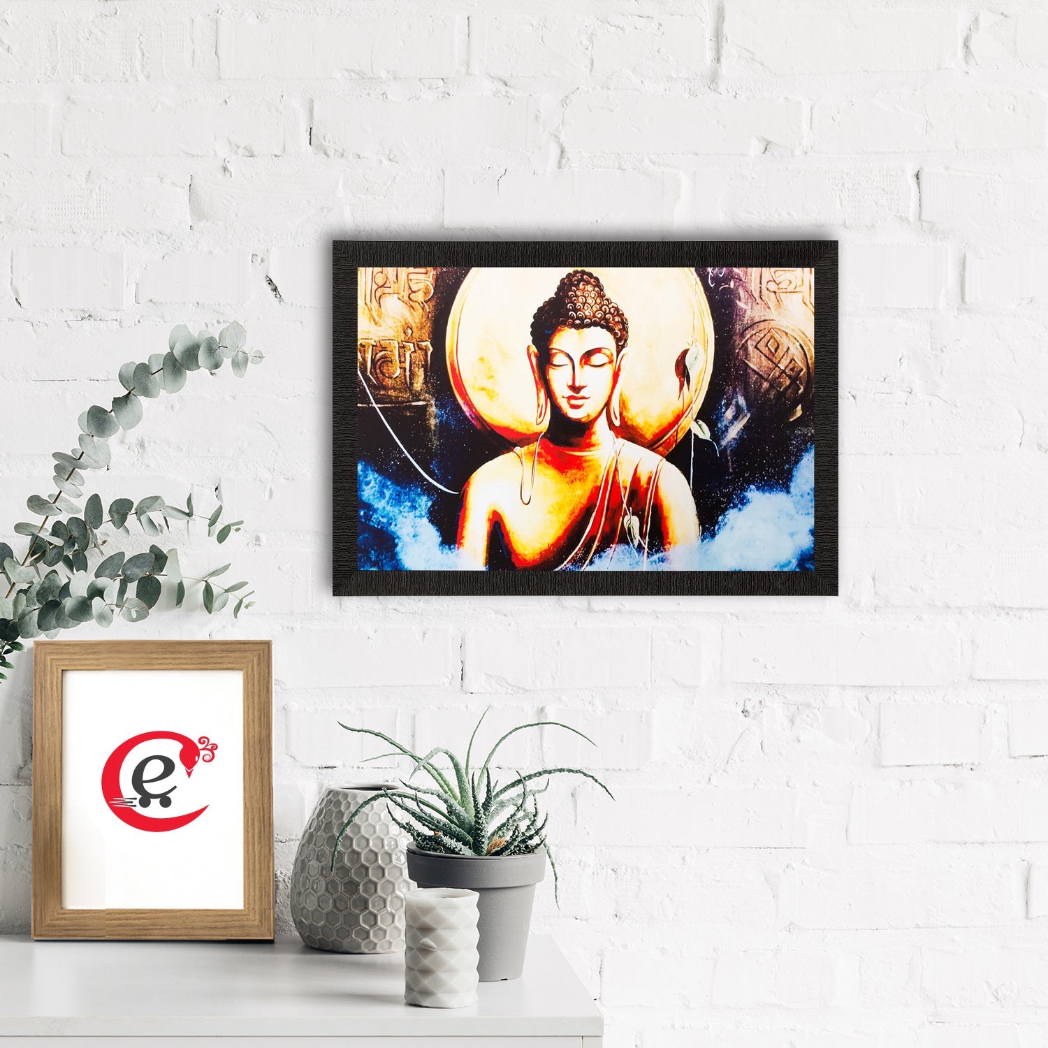 Lord Buddha Painting Digital Printed Religious Wall Art Kafalo