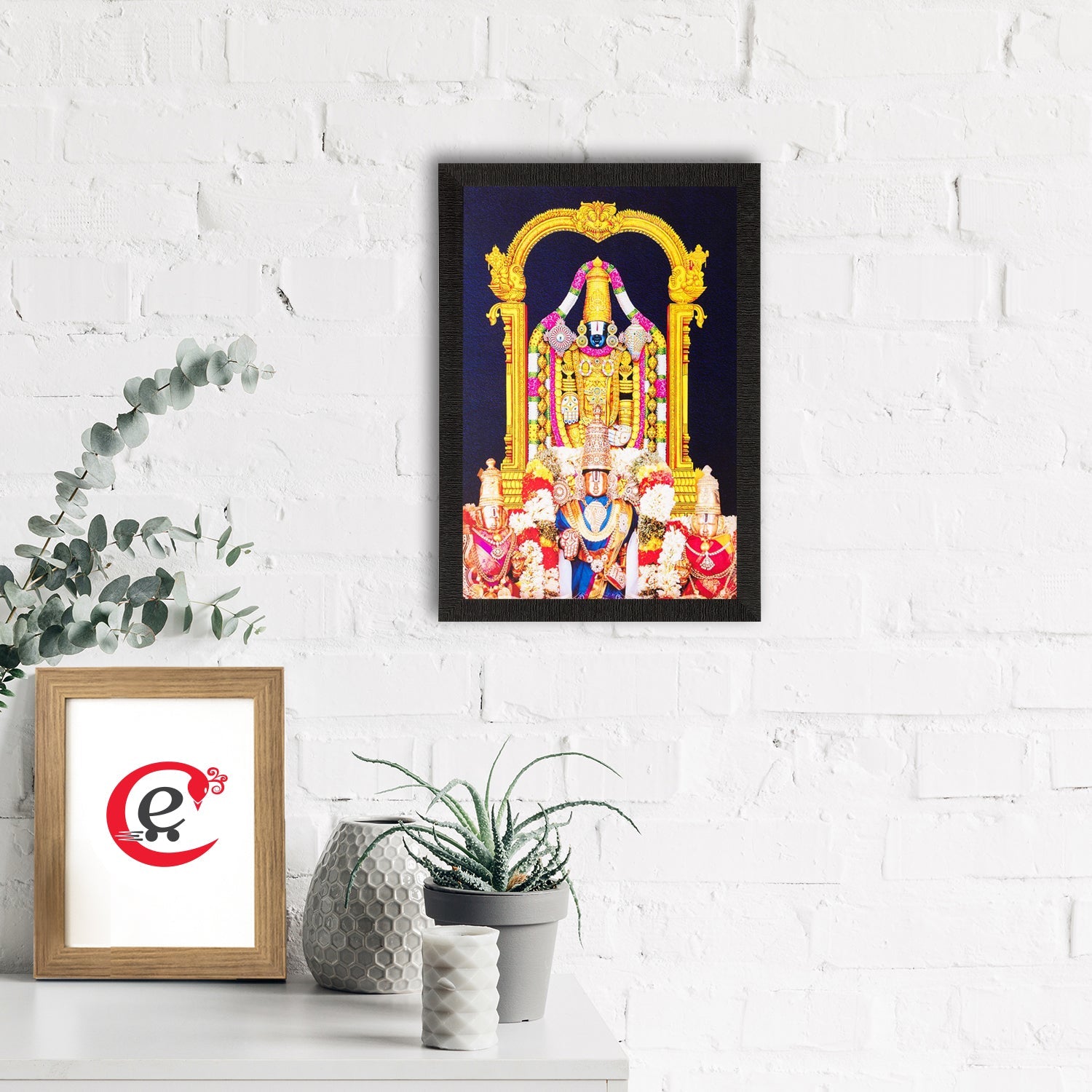 Hindu God Tirupati Balaji Painting Digital Printed Religious Wall Art Kafalo