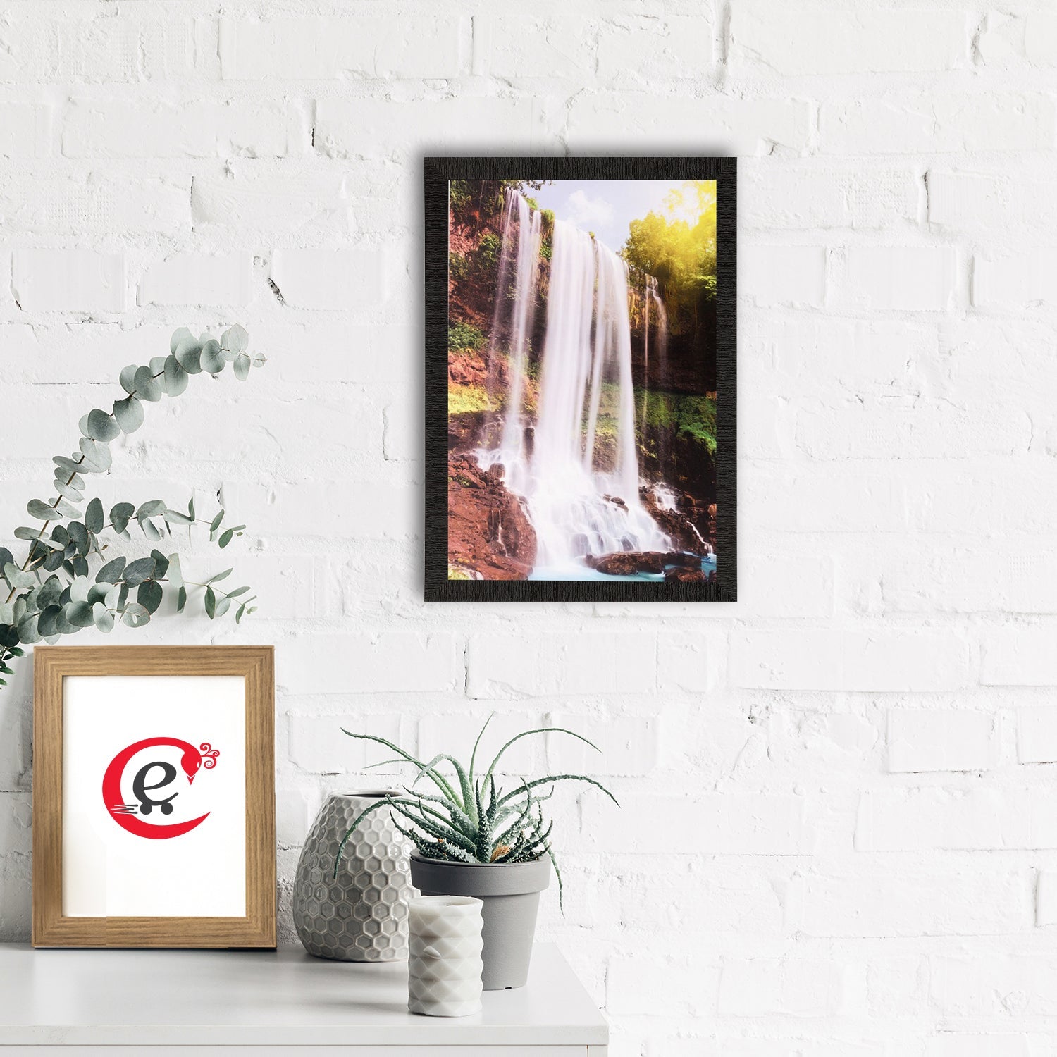 Waterfall View Matt Textured UV Art Painting Kafalo