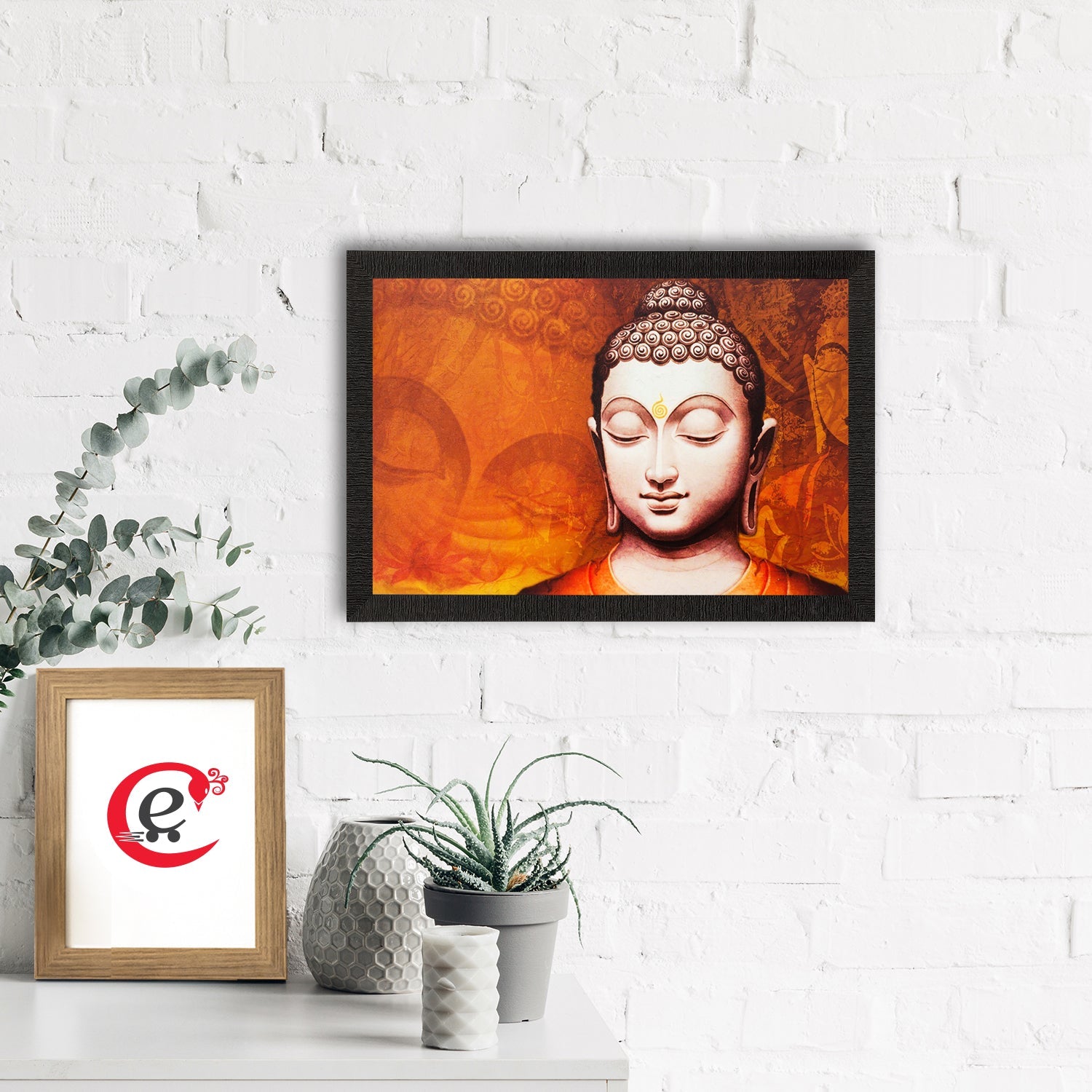 Meditating Buddha Painting Digital Printed Religious Wall Art Kafalo