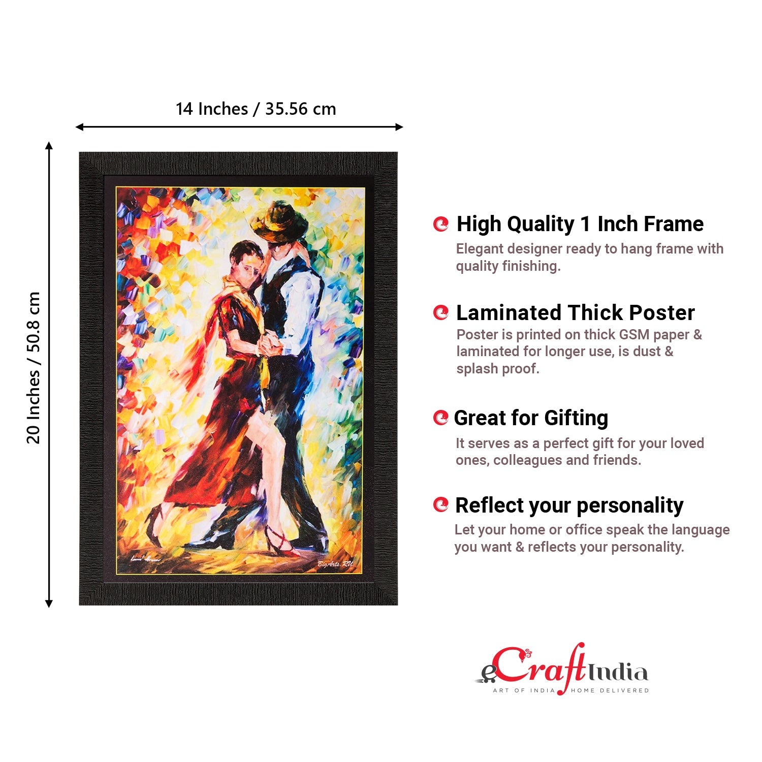 Dancing Couple Matt Textured UV Art Painting Kafalo