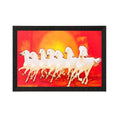 White Running Lucky Horses Matt Textured UV Art Painting Kafalo