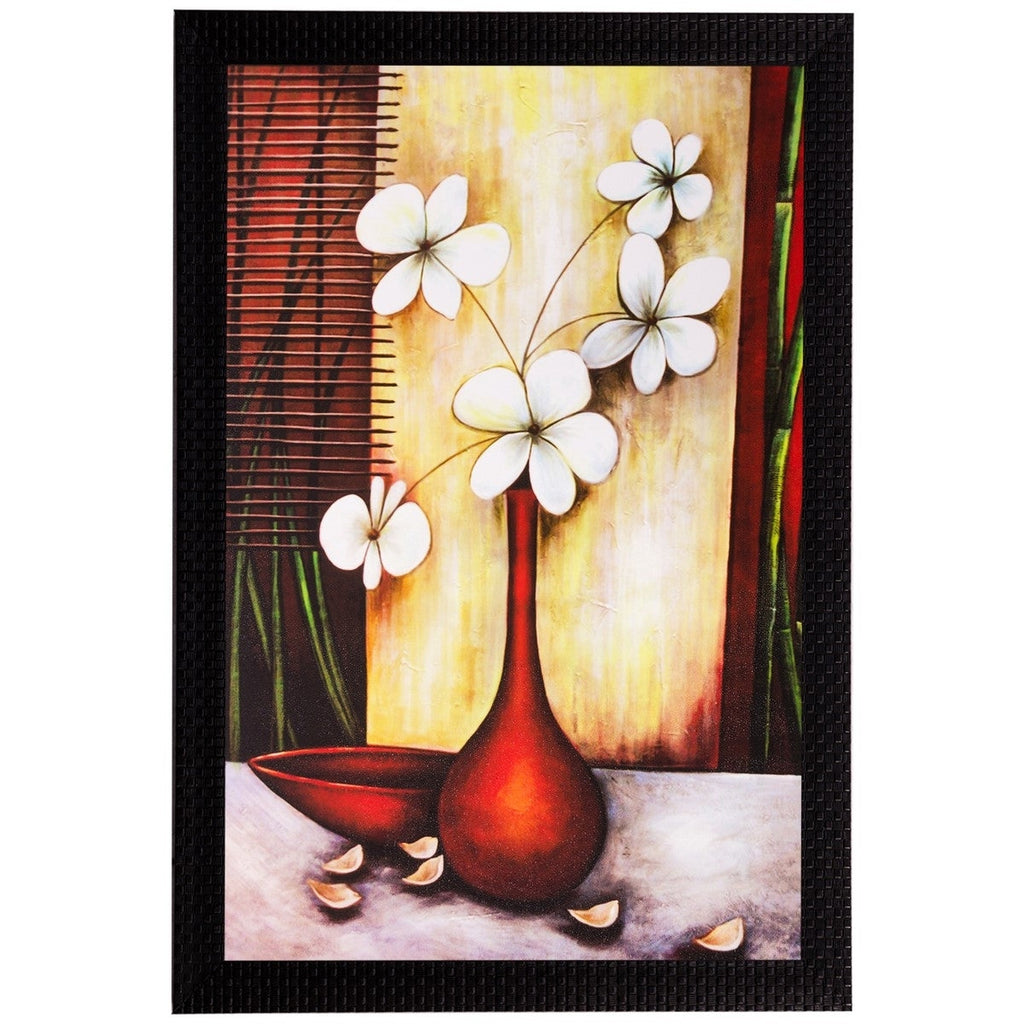 White Flowers and Vase Matt Textured UV Art Painting Kafalo