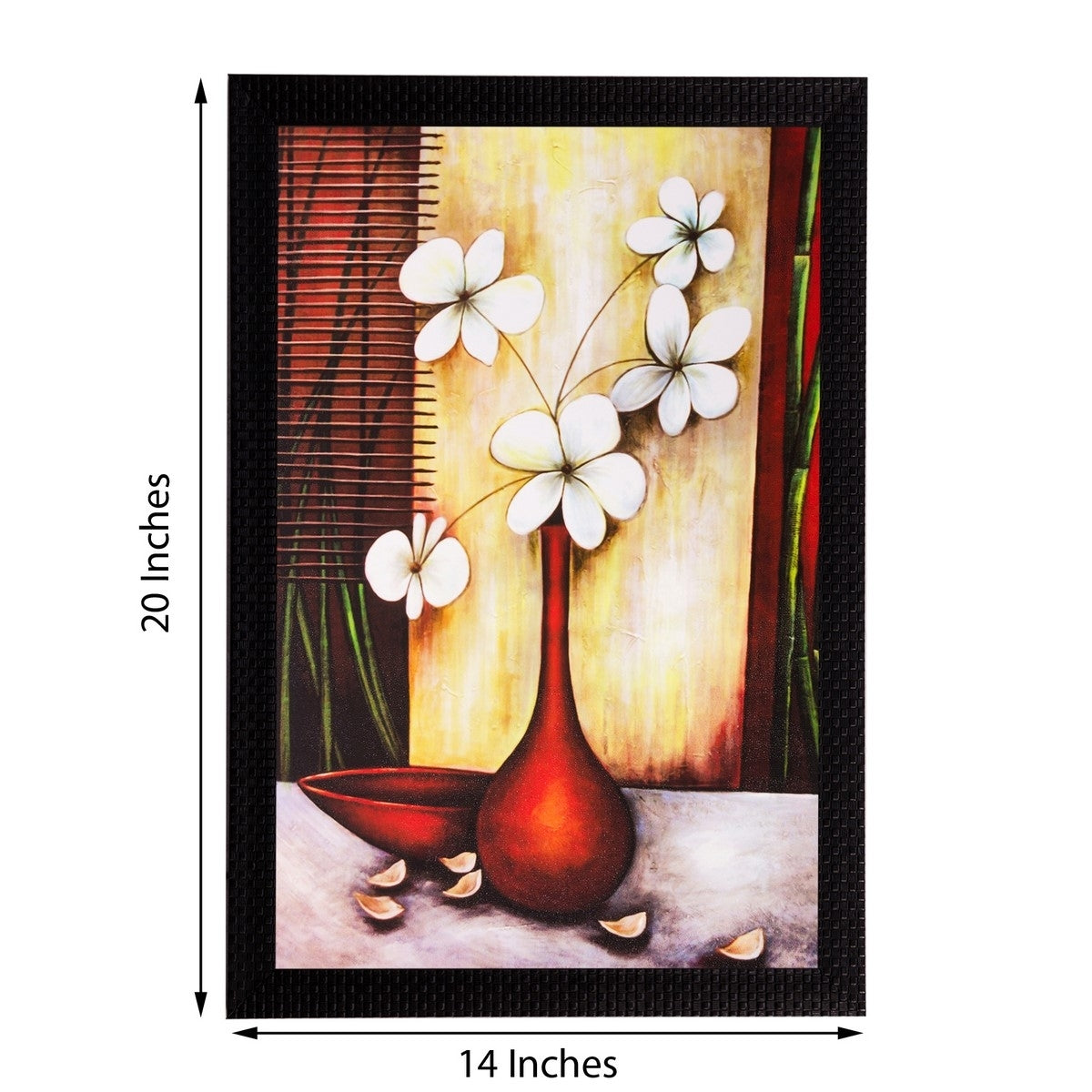 White Flowers and Vase Matt Textured UV Art Painting Kafalo
