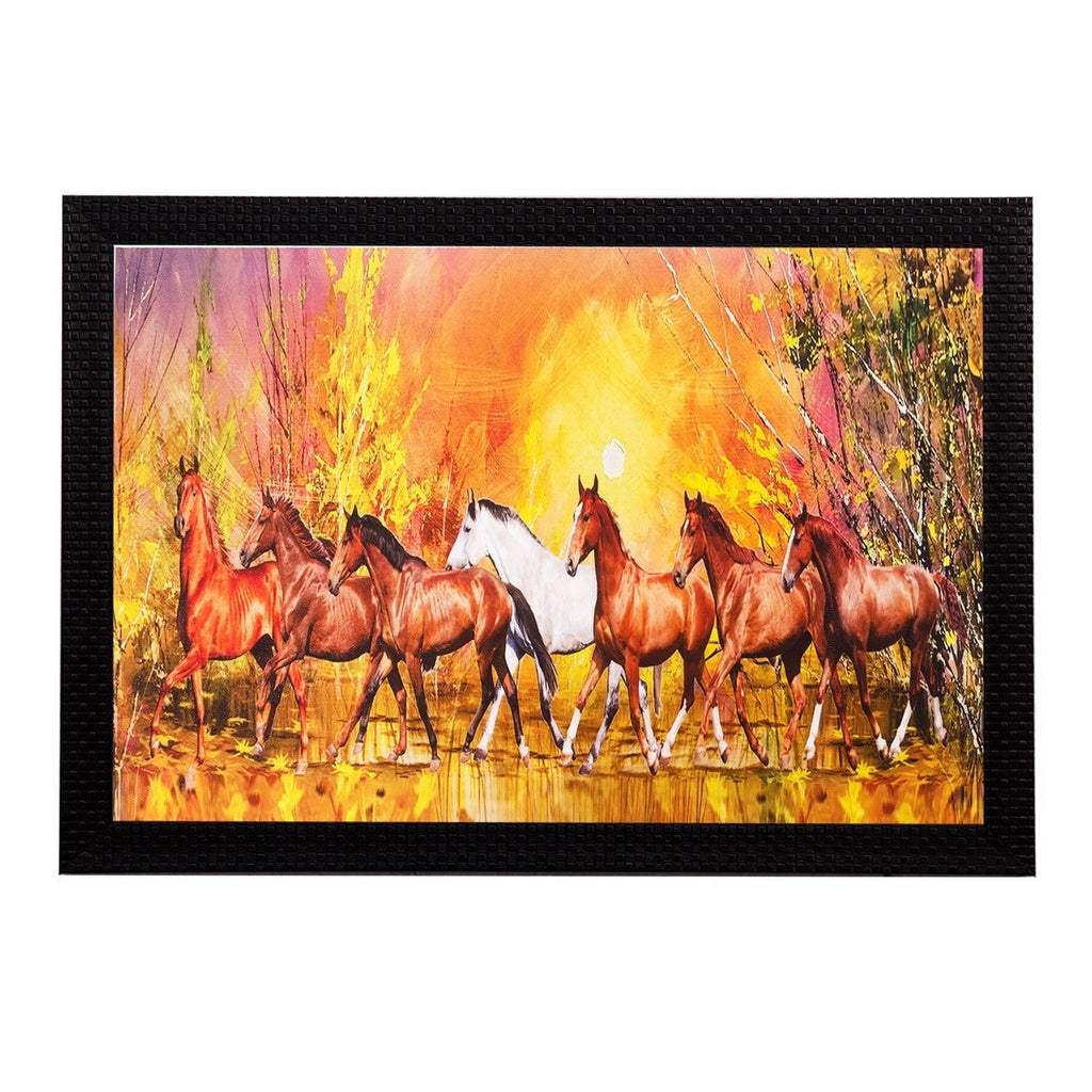 Running Brown Lucky Horses Matt Textured UV Art Painting Kafalo