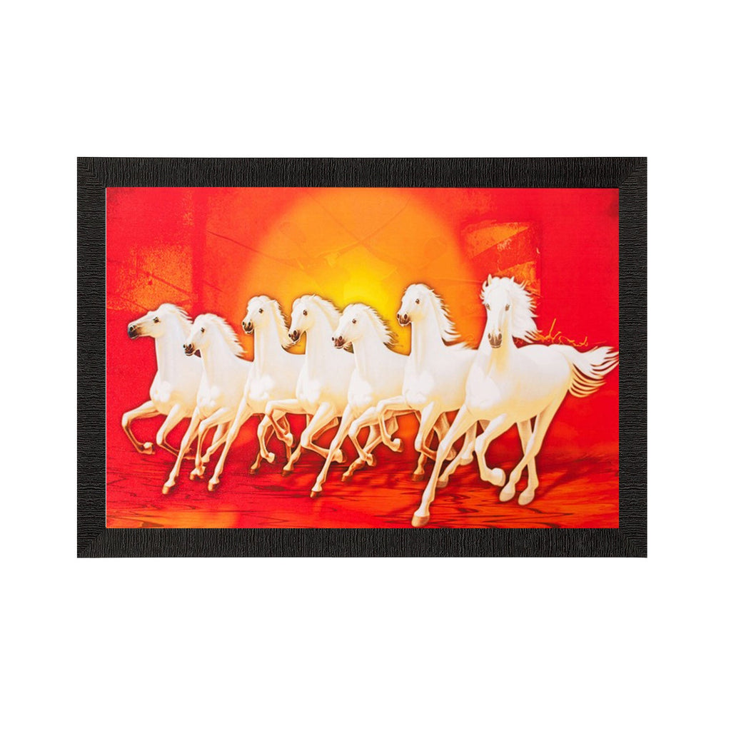Running White Lucky Horses Matt Textured UV Art Painting Kafalo