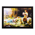 Girls Playing in Garden View Matt Textured UV Art Painting Kafalo