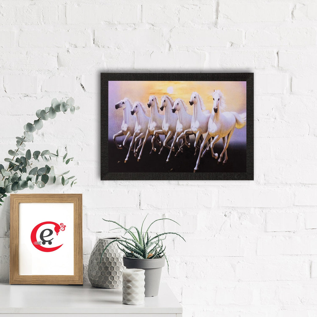 Running White Lucky Horses Matt Textured UV Art Painting Kafalo