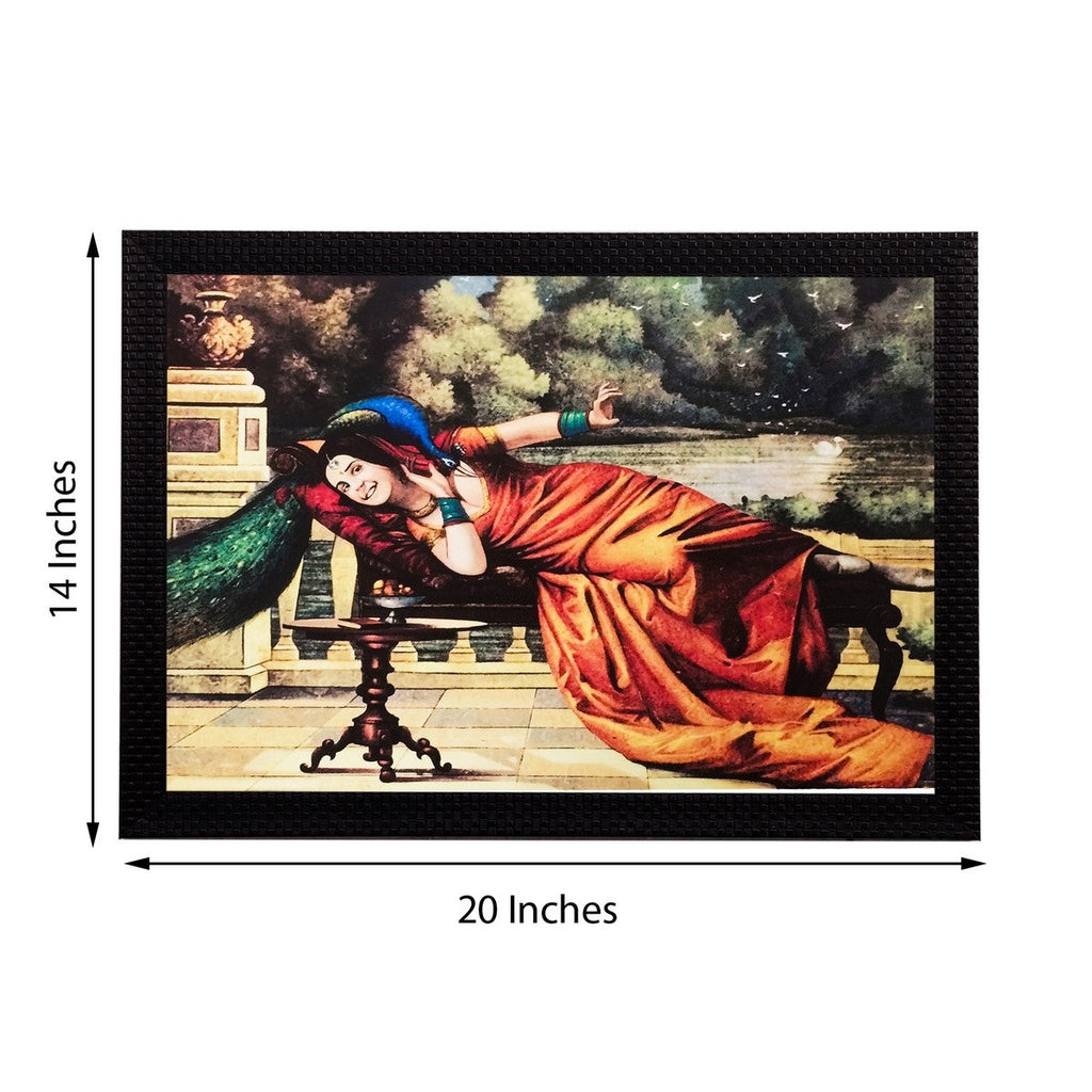 Lady and Peacock Matt Textured UV Art Painting Kafalo