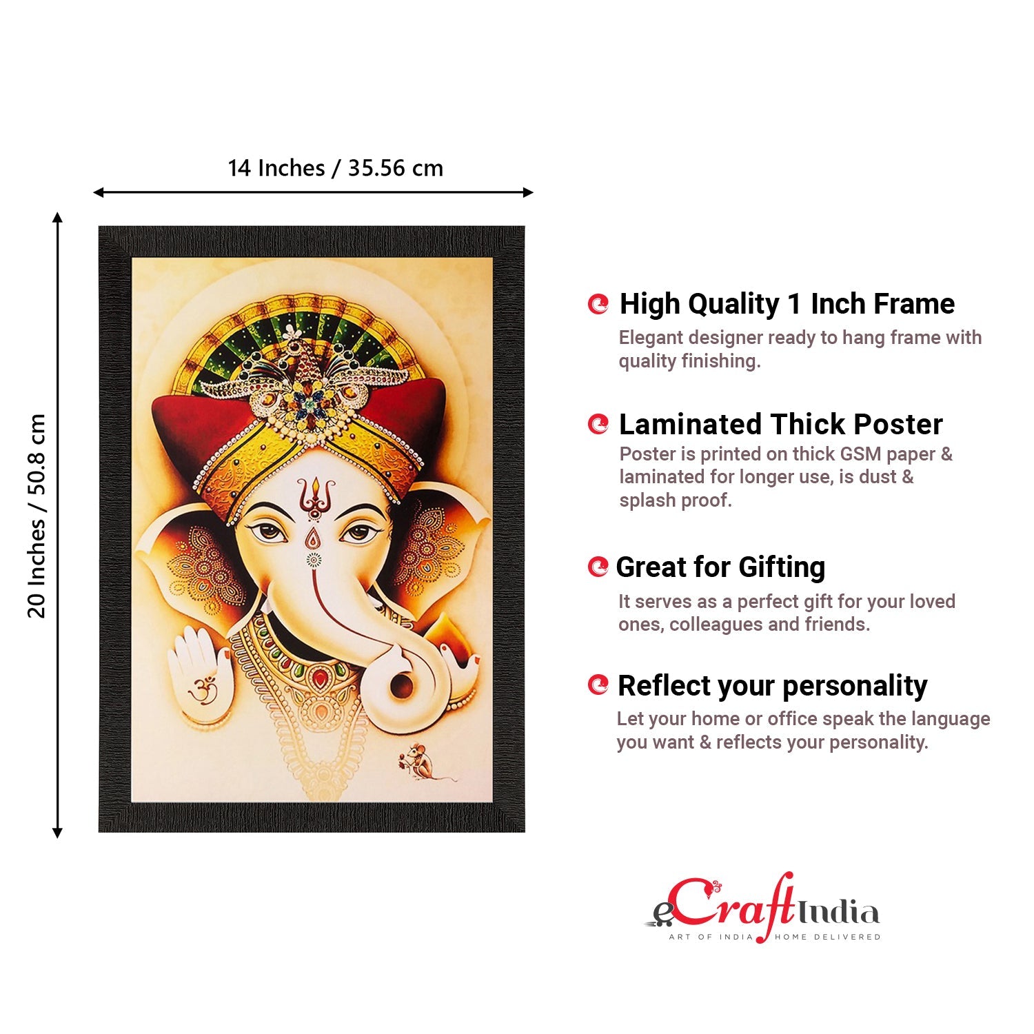 Spiritual Lord Ganesha Matt Textured UV Art Painting Kafalo