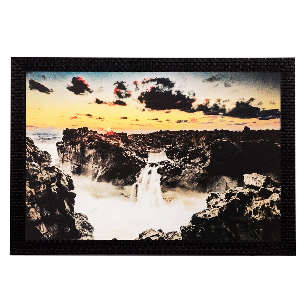 Stone and Waterfall View Matt Textured UV Art Painting Kafalo