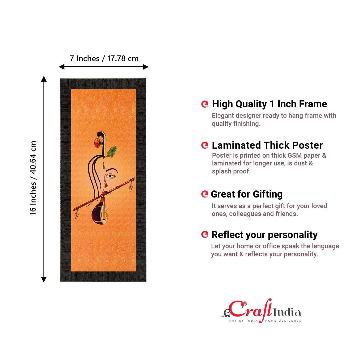 Krishna playing Flute Matt Texture UV Art Painting Kafalo