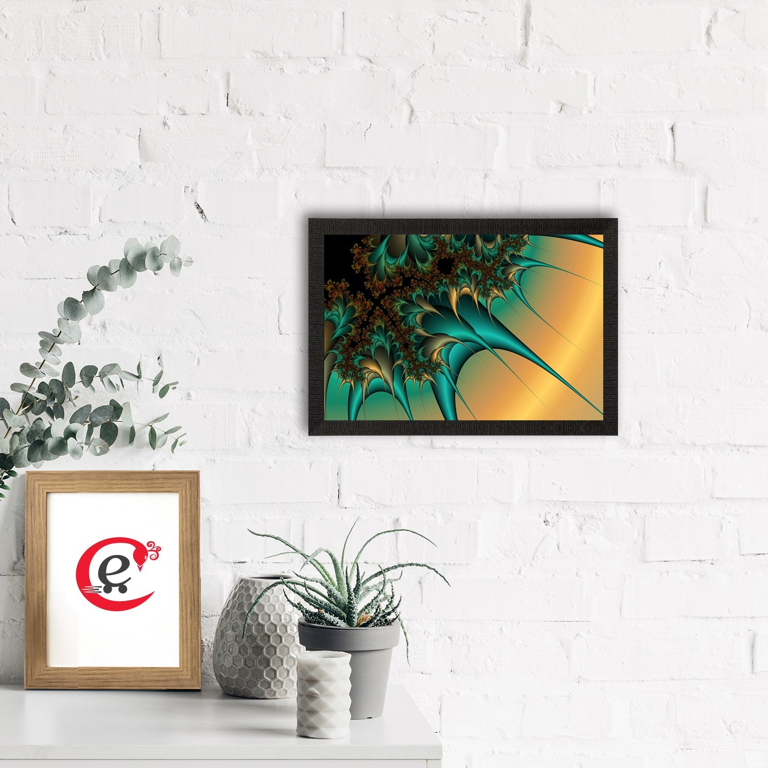 Abstract Green & Yellow Satin Matt Texture UV Art Painting Kafalo