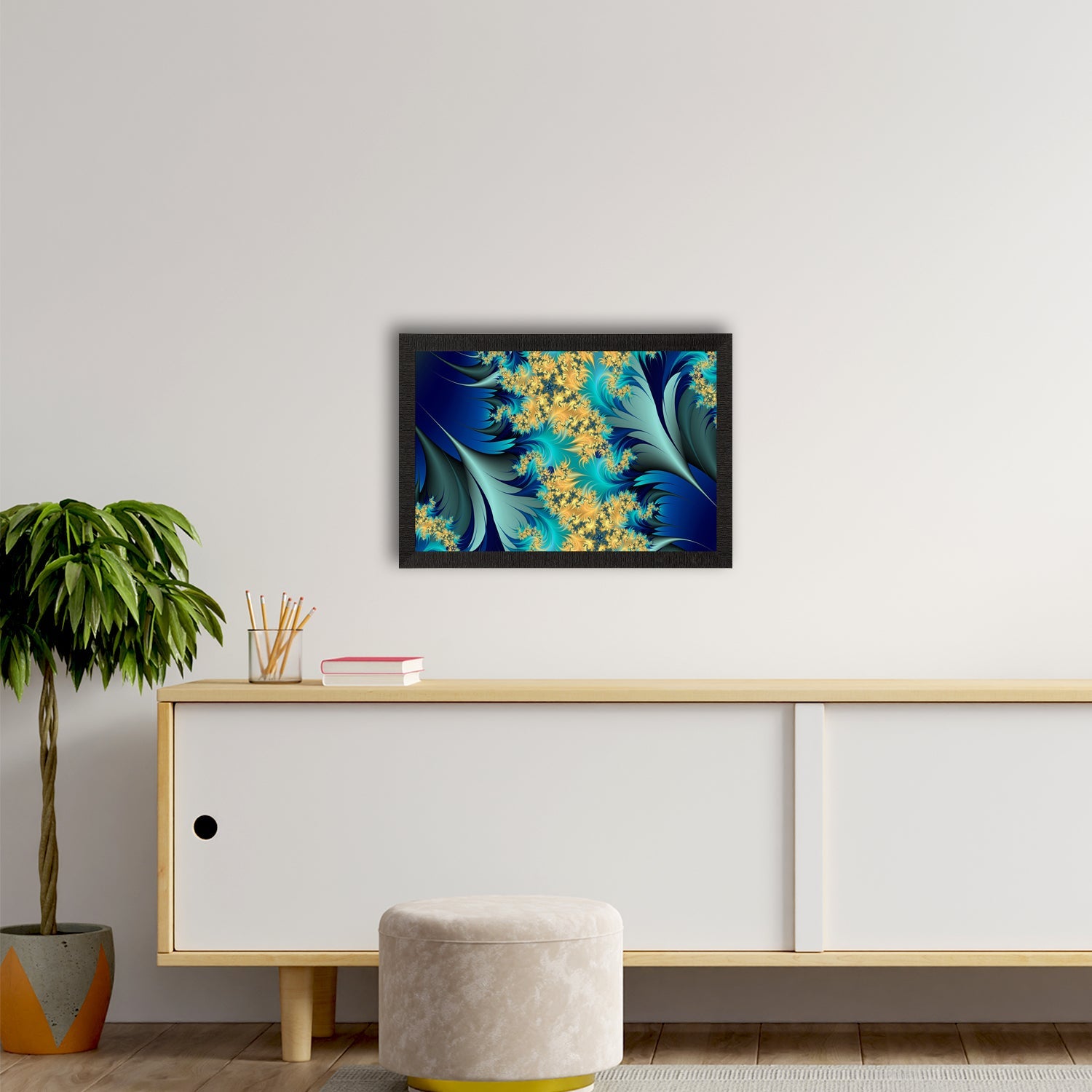 Blue Floral Satin Matt Texture UV Art Painting Kafalo