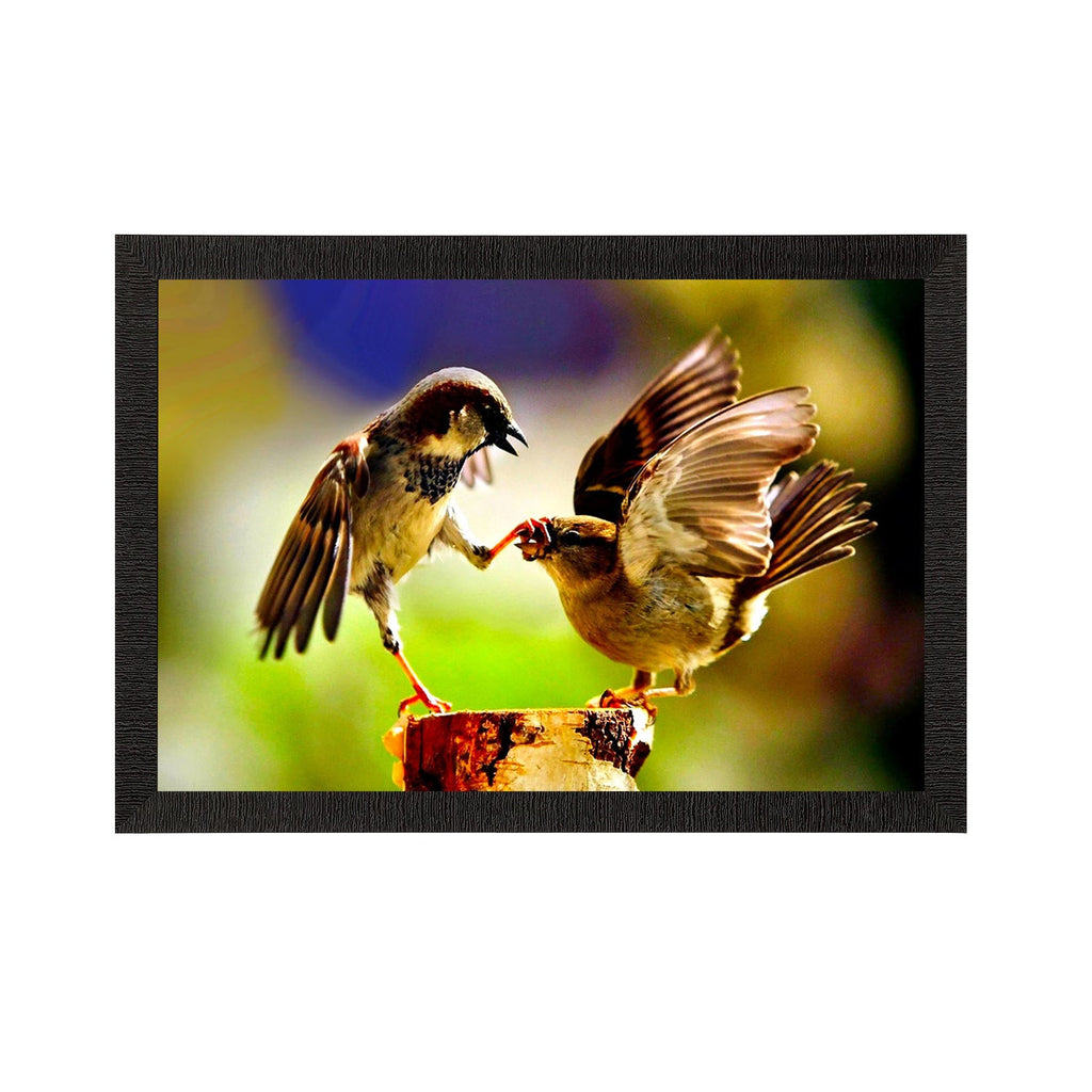 Playing Birds Satin Matt Texture UV Art Painting Kafalo