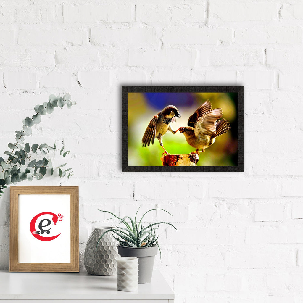 Playing Birds Satin Matt Texture UV Art Painting Kafalo