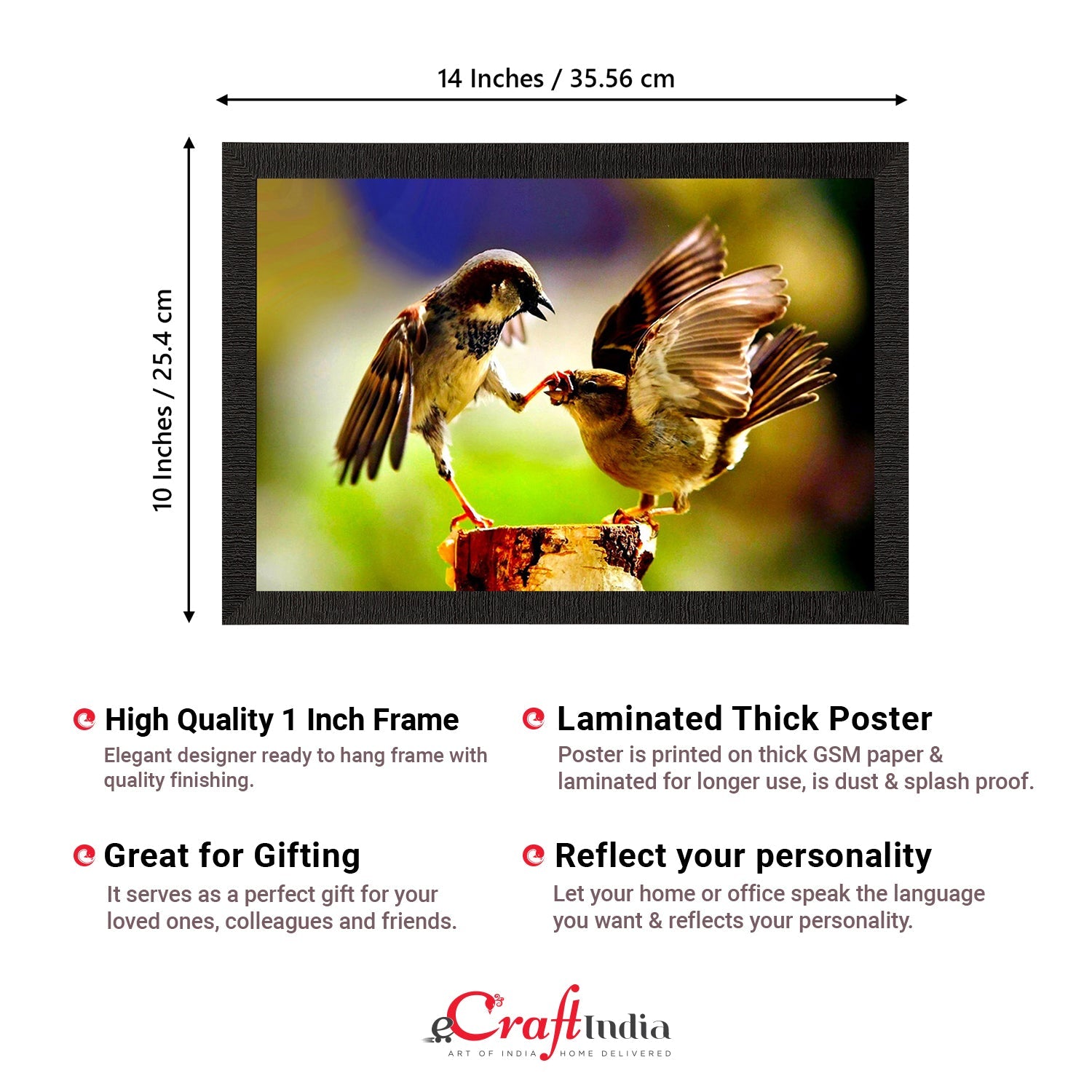 Playing Birds Satin Matt Texture UV Art Painting Kafalo