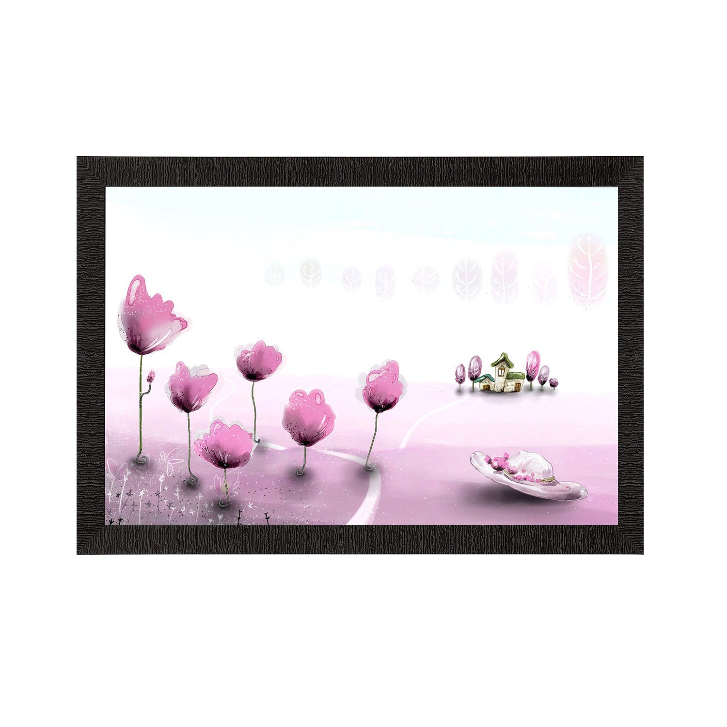 Pink Floral Satin Matt Texture UV Art Painting Kafalo