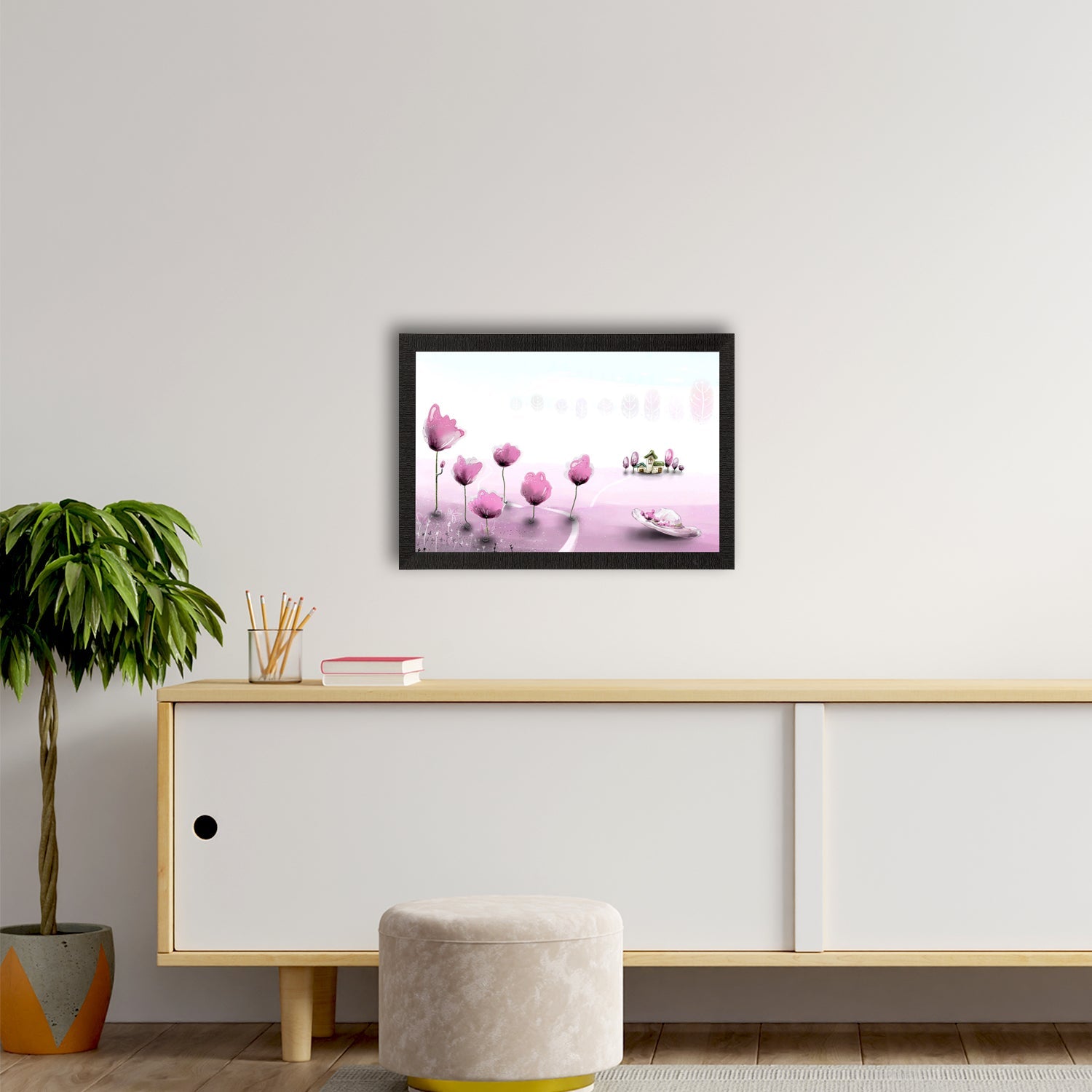 Pink Floral Satin Matt Texture UV Art Painting Kafalo