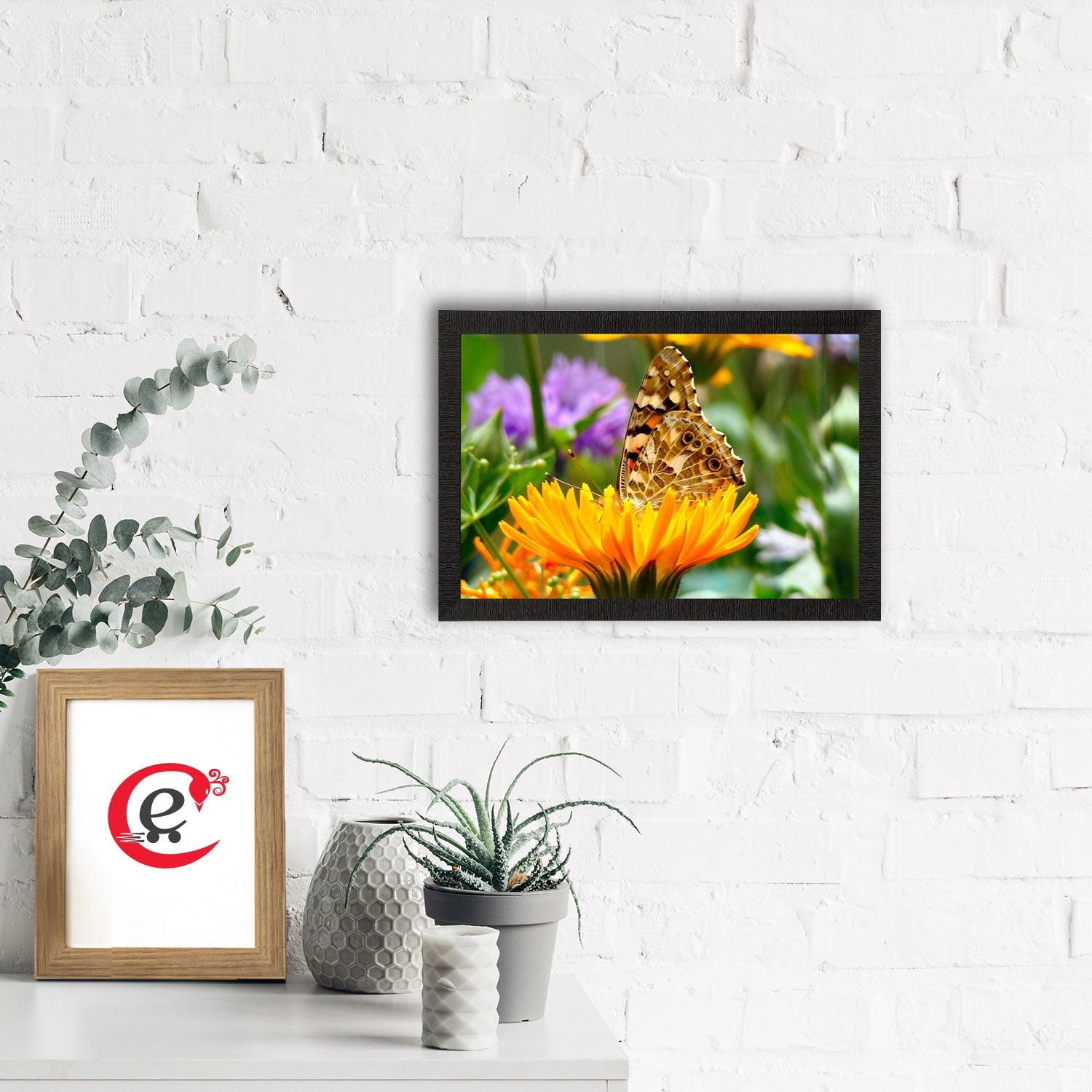 Butterfly On a Flower Satin Matt Texture UV Art Painting Kafalo