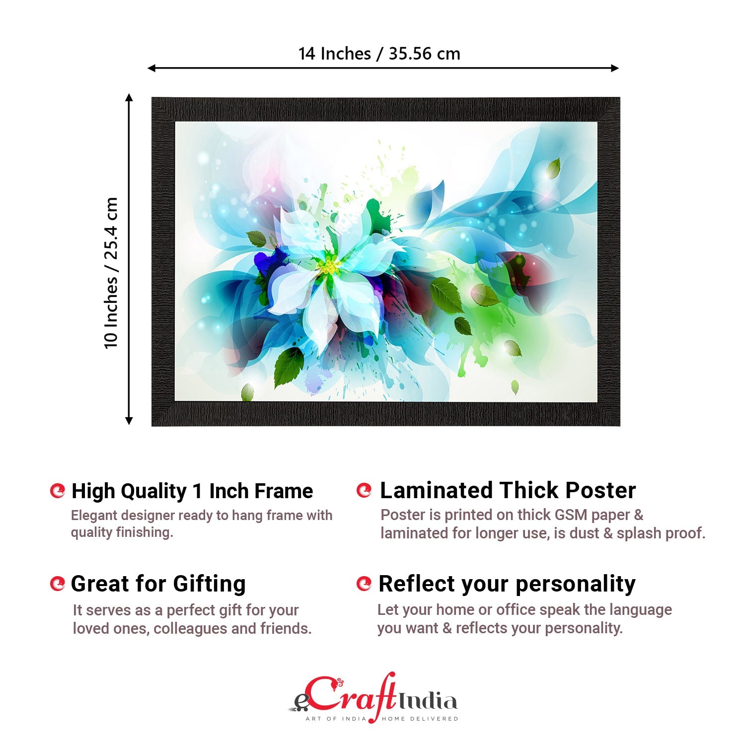 Blue Floral Satin Matt Texture UV Art Painting Kafalo