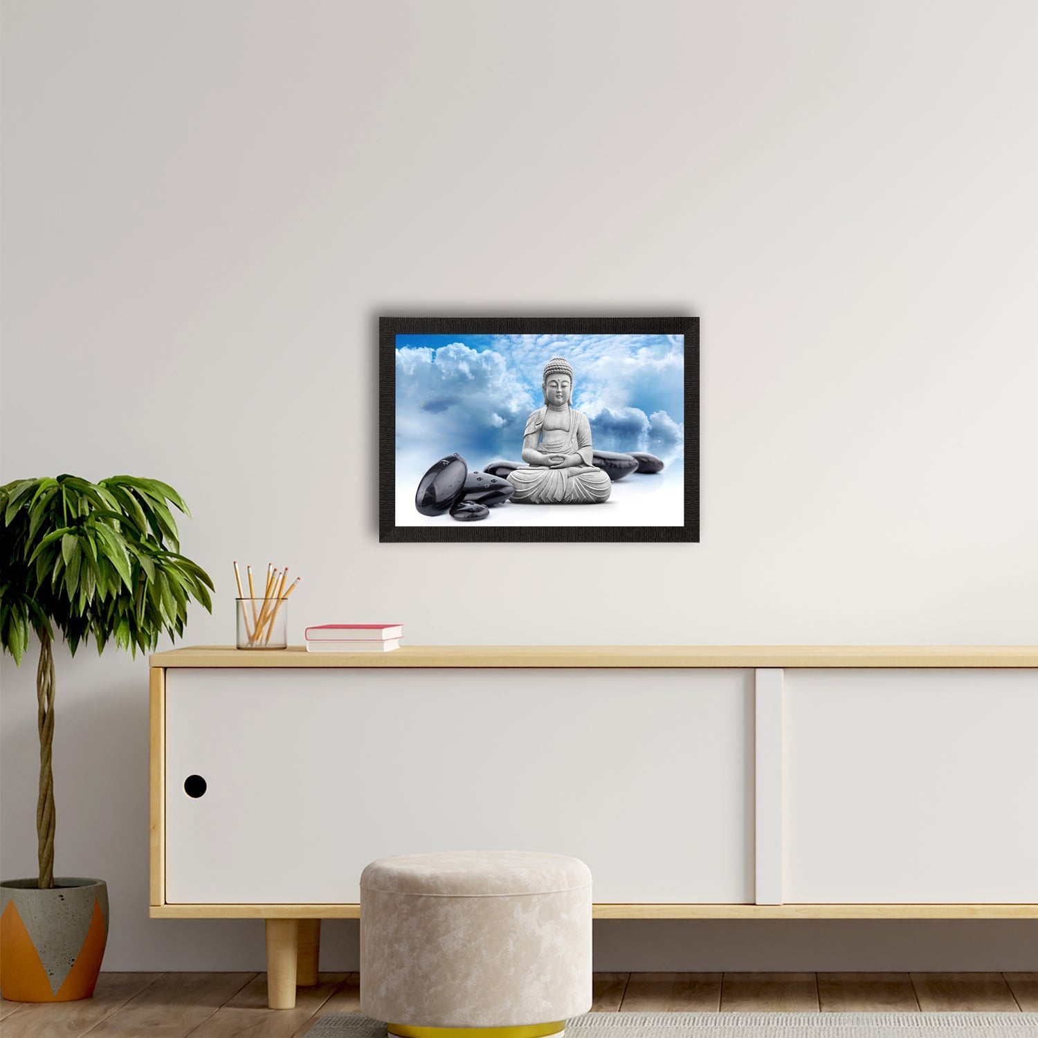 White Lord Buddha Satin Matt Texture UV Art Painting Kafalo