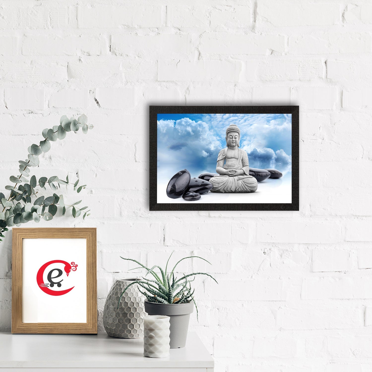 White Lord Buddha Satin Matt Texture UV Art Painting Kafalo