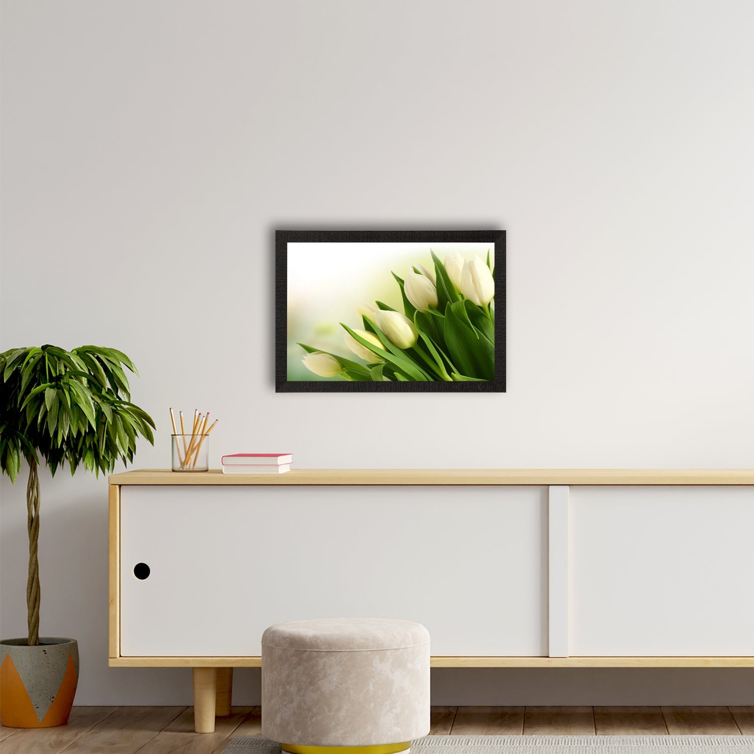 Beautiful White Flowers Satin Matt Texture UV Art Painting Kafalo
