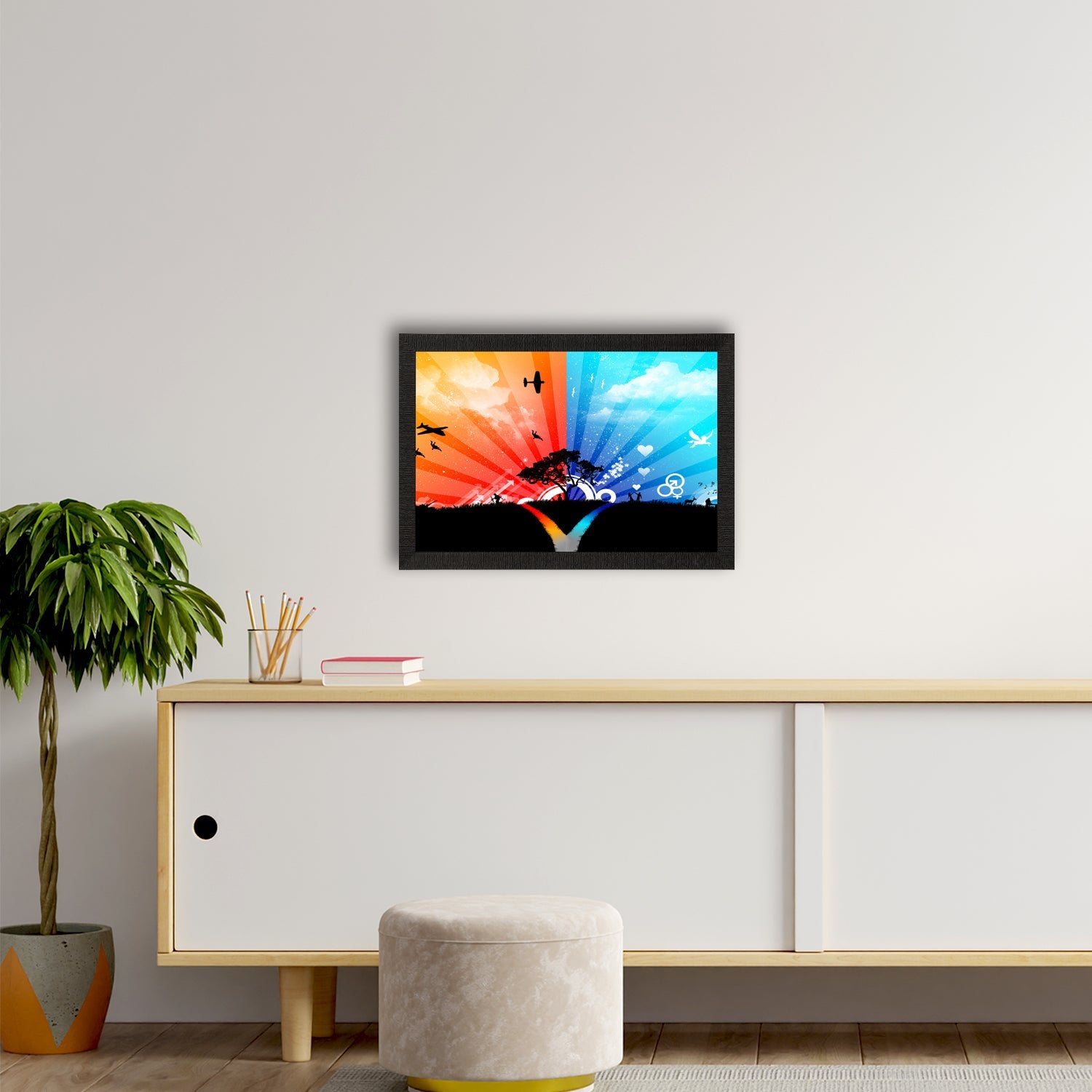 Tree & Birds Satin Matt Texture UV Art Painting Kafalo