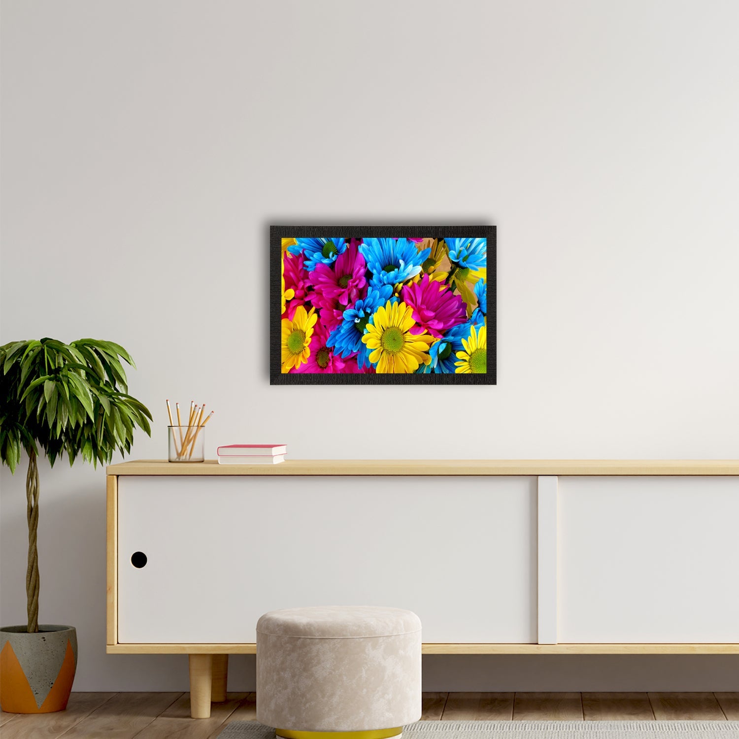 Tri Color Floral Satin Matt Texture UV Art Painting Kafalo