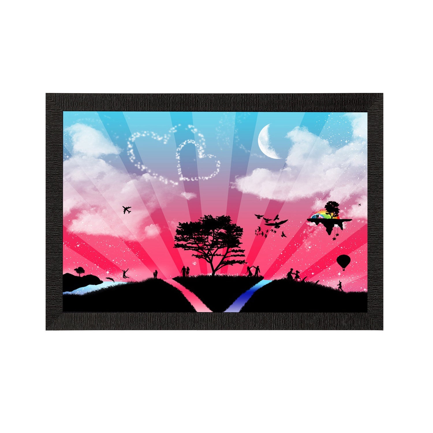 Pink Blue & Love Satin Matt Texture UV Art Painting Kafalo