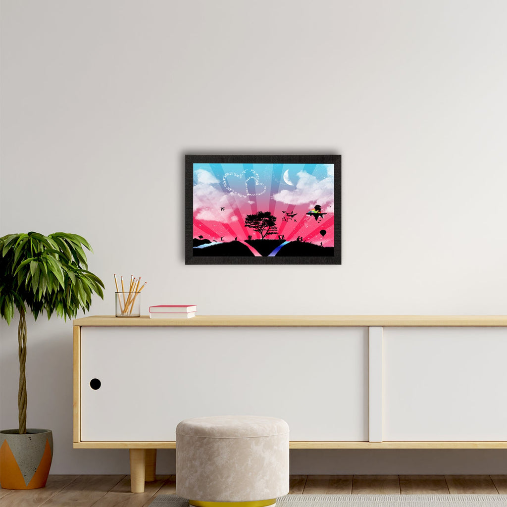Pink Blue & Love Satin Matt Texture UV Art Painting Kafalo