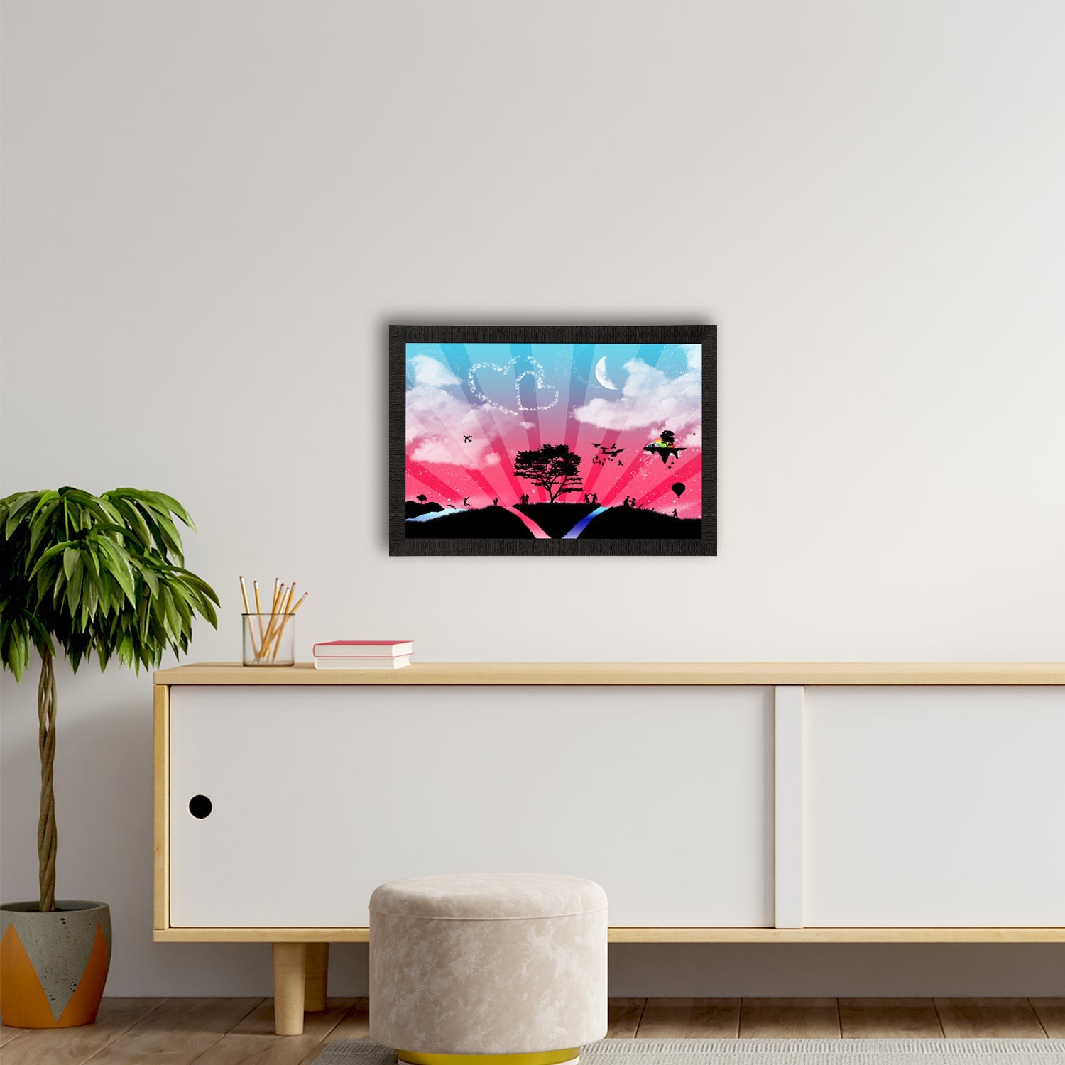 Pink Blue & Love Satin Matt Texture UV Art Painting Kafalo