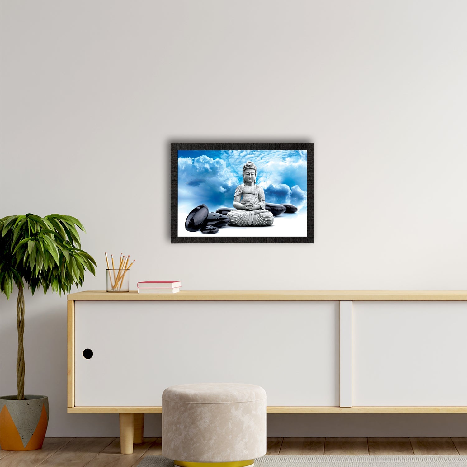White Lord Buddha Satin Matt Texture UV Art Painting Kafalo