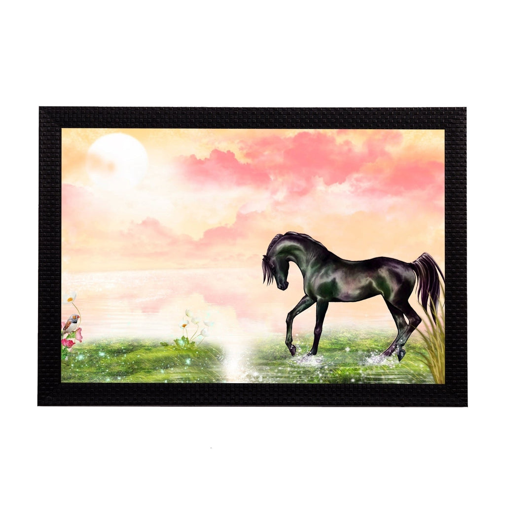 Black Horse Satin Matt Texture UV Art Painting Kafalo