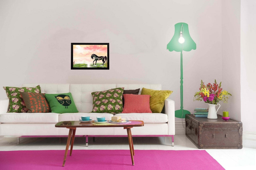 Black Horse Satin Matt Texture UV Art Painting Kafalo