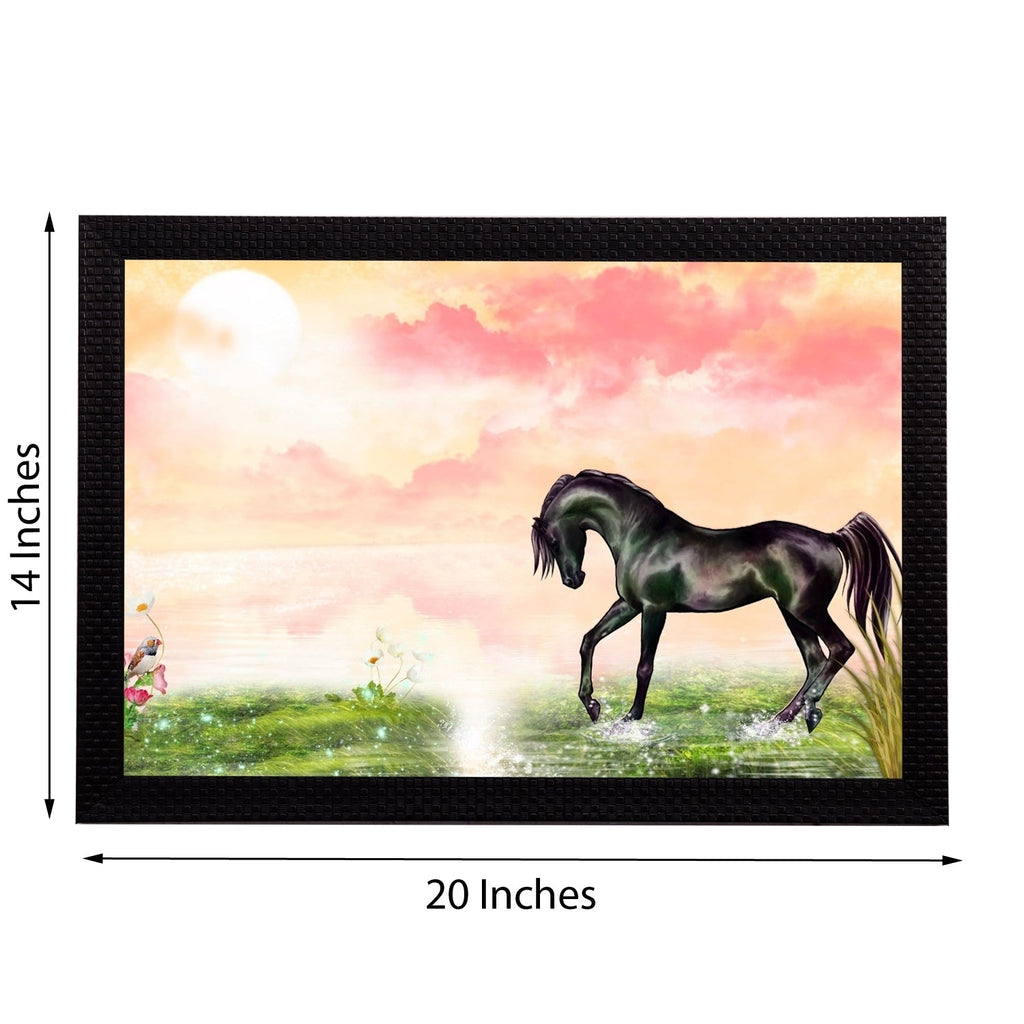 Black Horse Satin Matt Texture UV Art Painting Kafalo