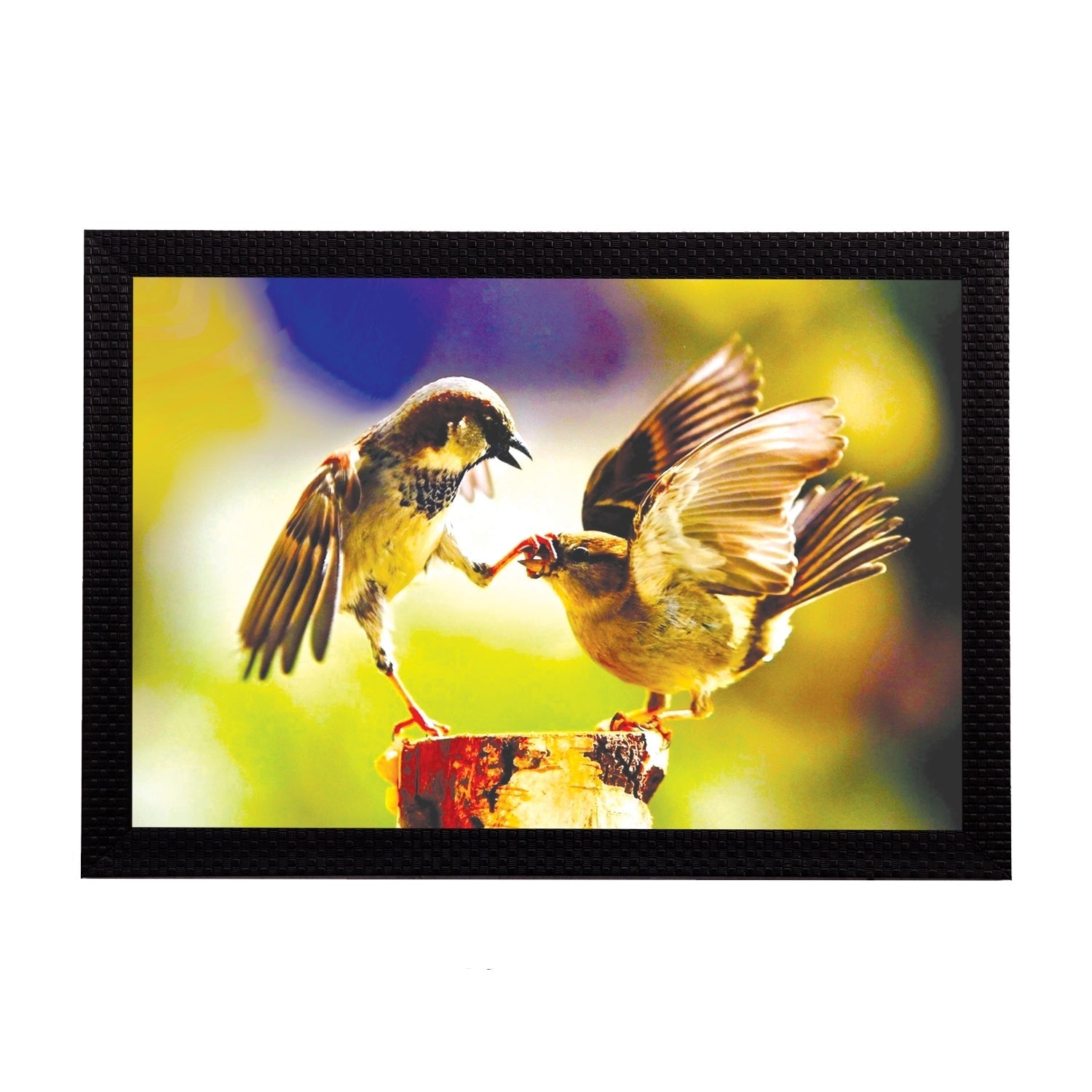 Playful Birds Satin Matt Texture UV Art Painting Kafalo