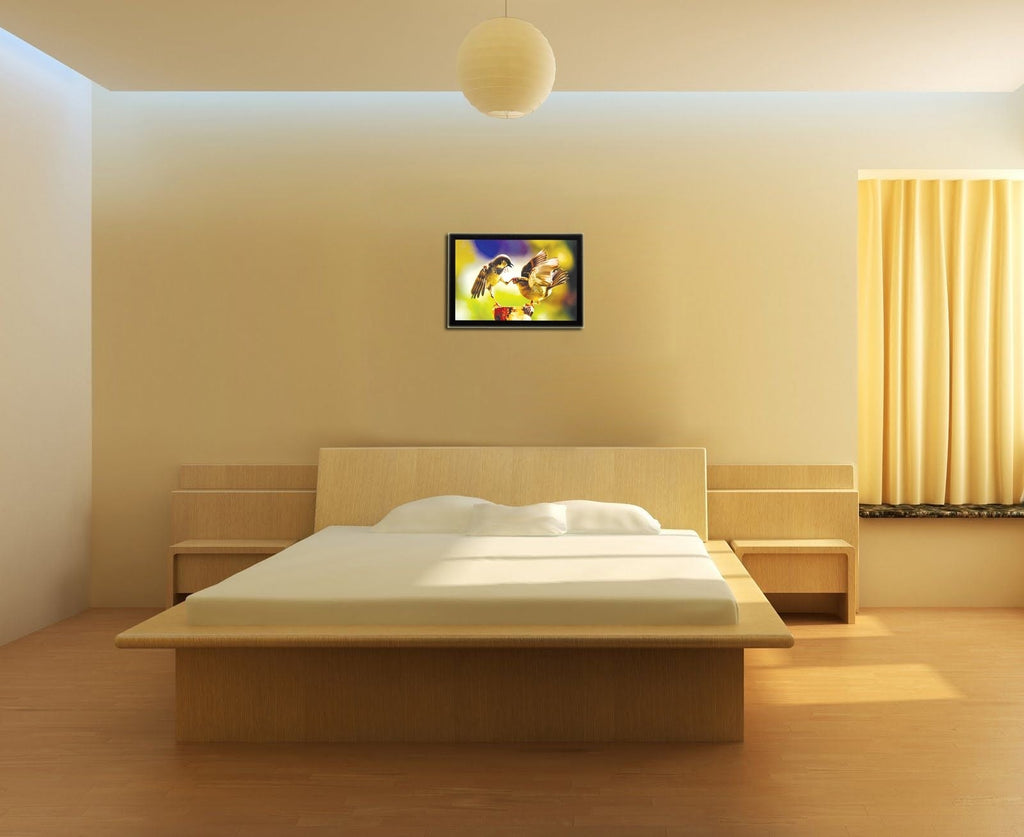 Playful Birds Satin Matt Texture UV Art Painting Kafalo