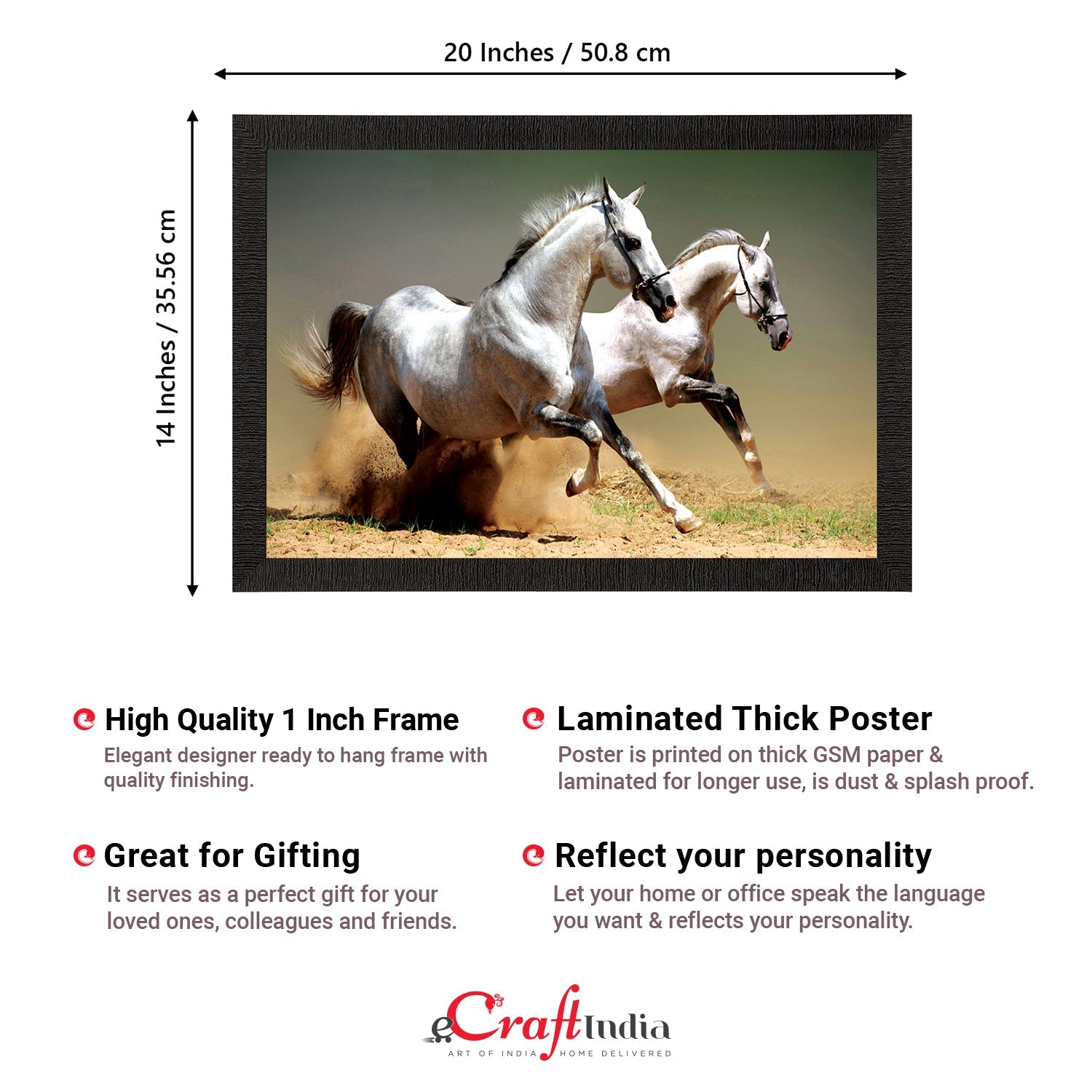 Running Horses Satin Matt Texture UV Art Painting Kafalo
