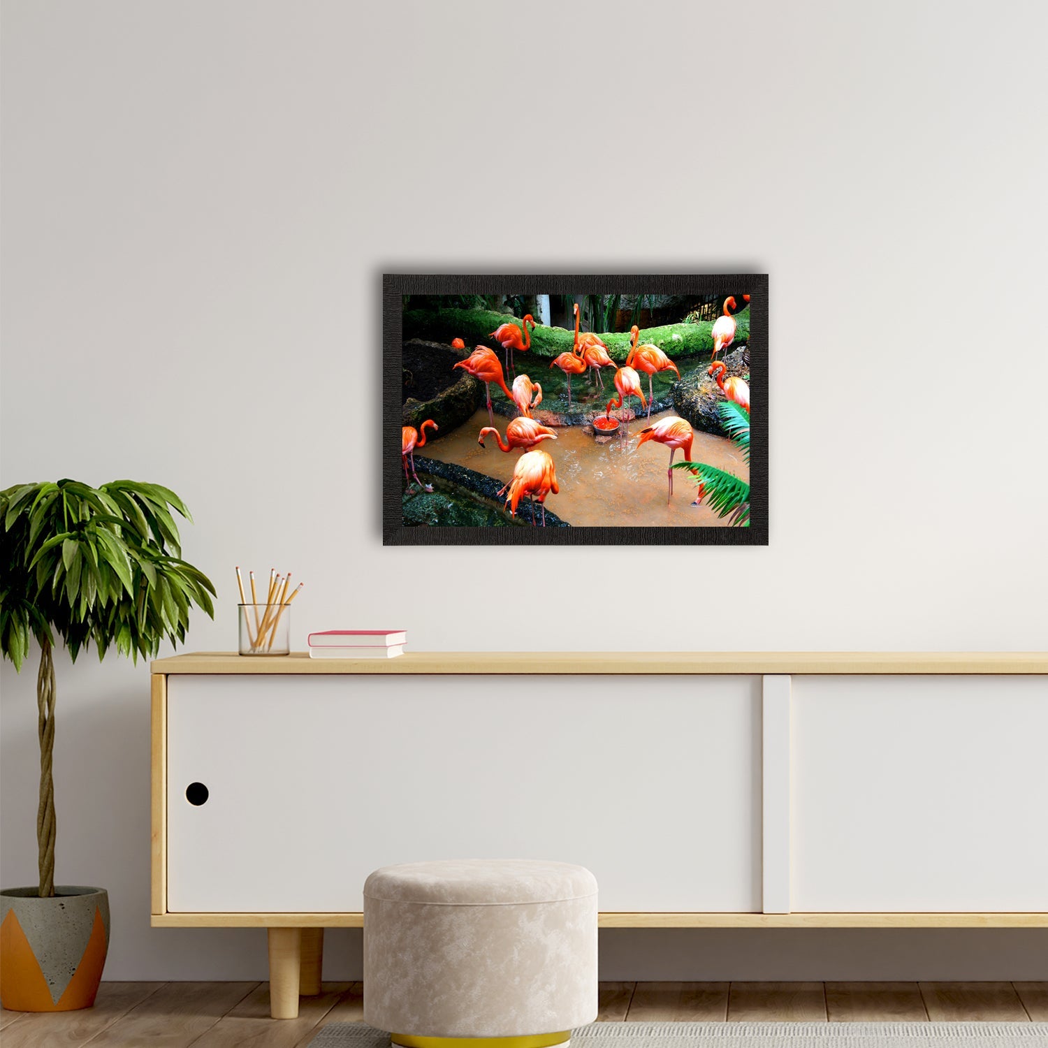 Flamingos Satin Matt Texture UV Art Painting Kafalo