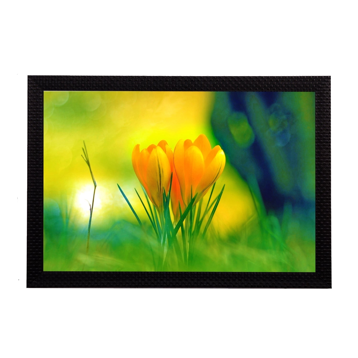Yellow Floral Satin Matt Texture UV Art Painting Kafalo