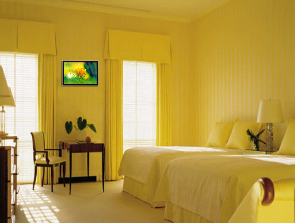 Yellow Floral Satin Matt Texture UV Art Painting Kafalo