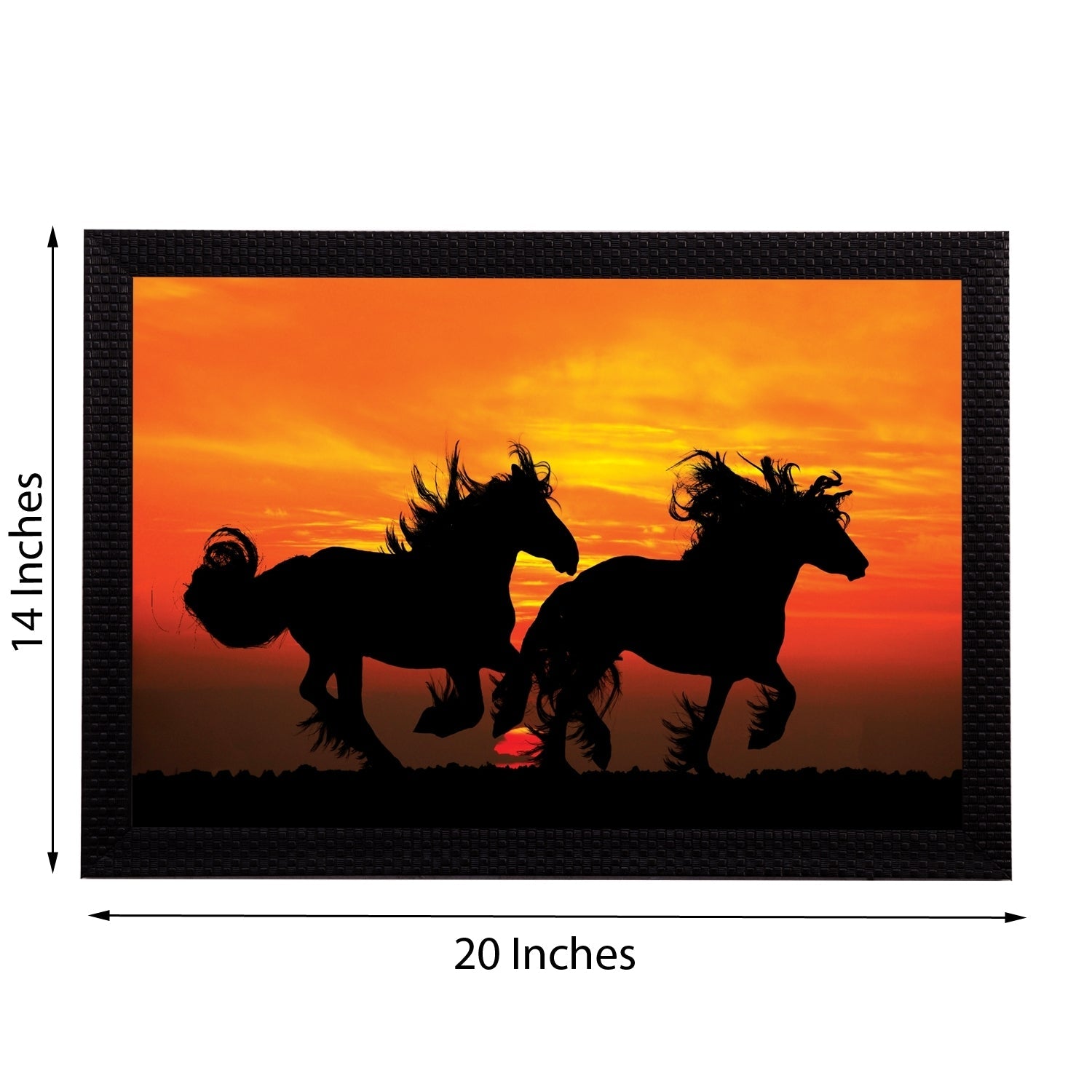 Black Running Horses Satin Matt Texture UV Art Painting Kafalo