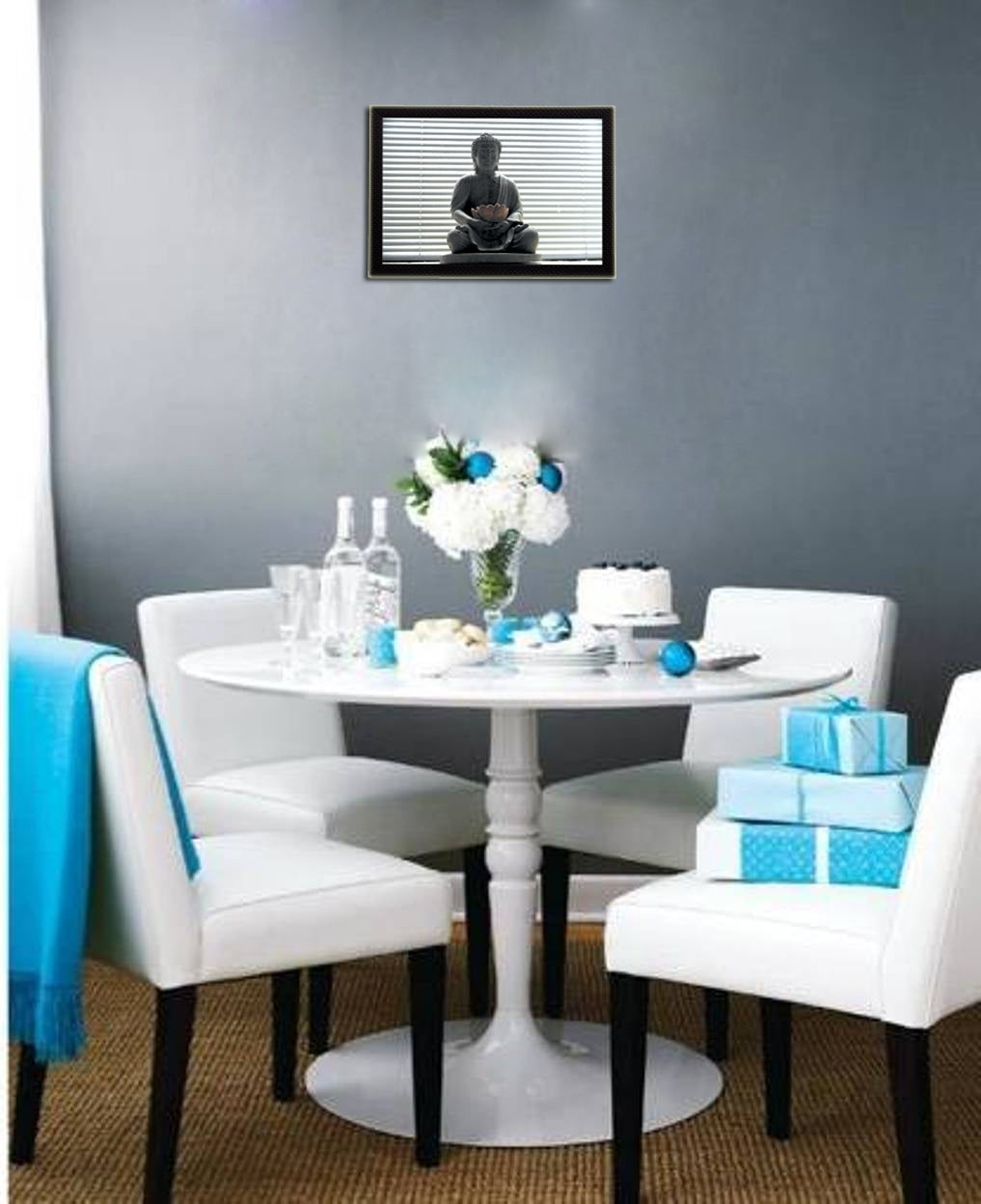 Peaceful Grey Lord Buddha Satin Matt Texture UV Art Painting Kafalo