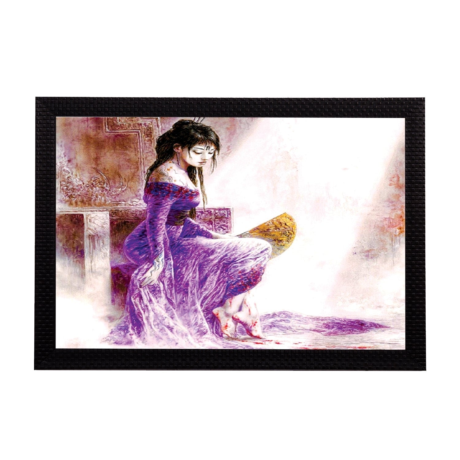 Girl In Purple Dress Satin Matt Texture UV Art Painting Kafalo