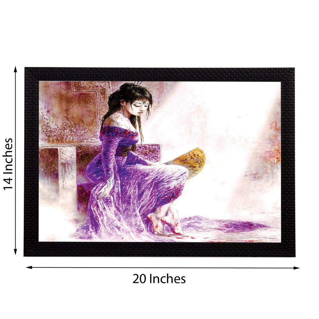 Girl In Purple Dress Satin Matt Texture UV Art Painting Kafalo
